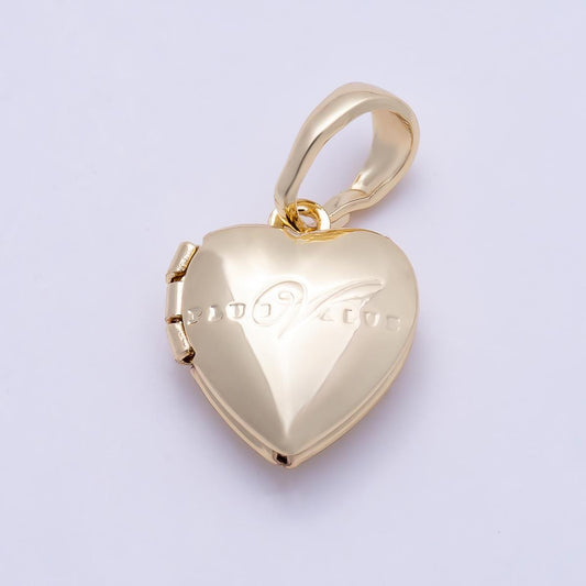 18K Gold Filled 41.5mm Floral Nature Engraved Heart Locket Pendant Dainty Keepsake Charm Romantic Vintage Style Memorial Jewelry | AF1159
