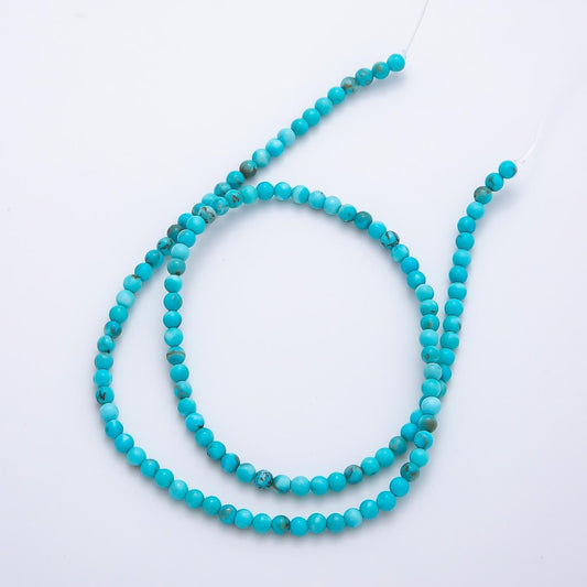 3mm Turquoise Teal Round Gemstone Bead Strand Finding Boho Tribal Jewelry Making DIY Beaded Bracelet Necklace Supply | WA-00268