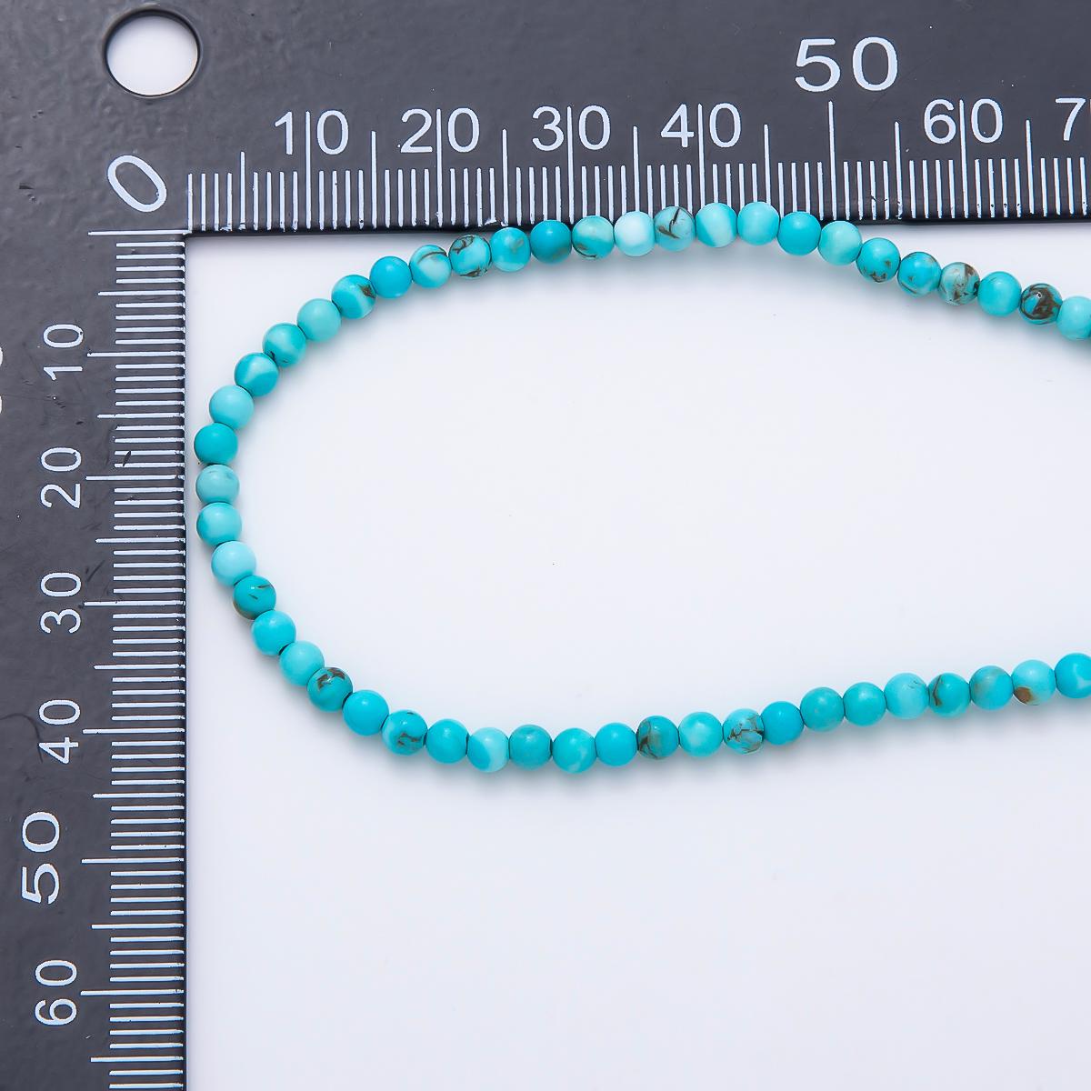 3mm Turquoise Teal Round Gemstone Bead Strand Finding Boho Tribal Jewelry Making DIY Beaded Bracelet Necklace Supply | WA-00268