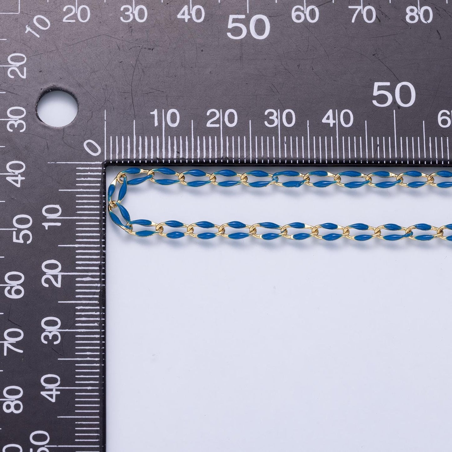 16K Gold Filled 3mm Dark Blue Enamel Link Unfinished Chain by Yard Wholesale Bulk DIY Necklace Bracelet Jewelry Making Supply | Roll-01882