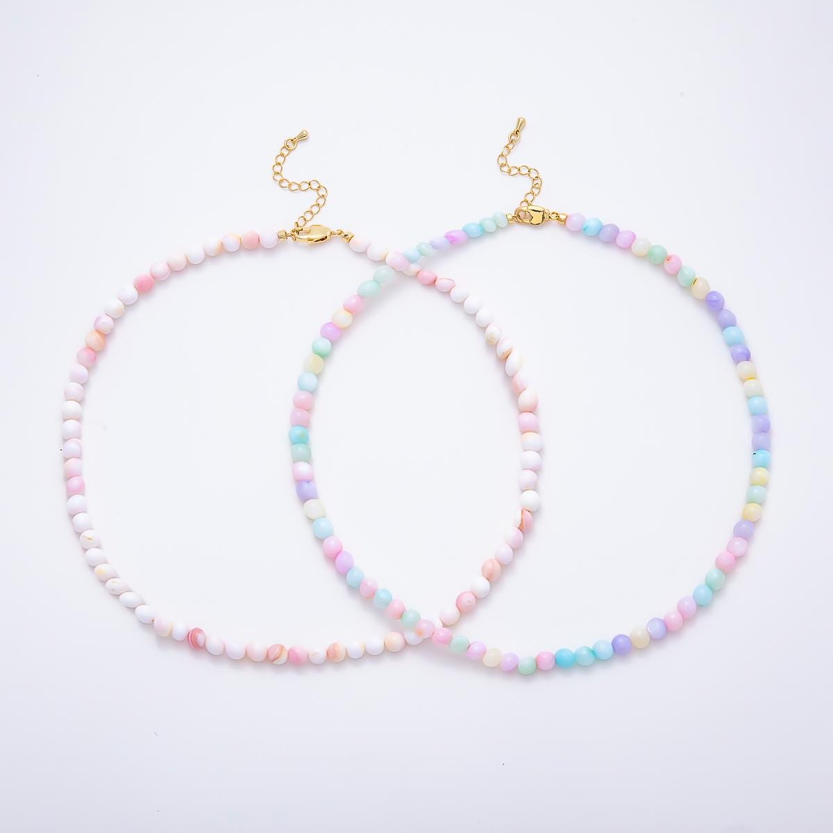 Pastel Beaded Choker 17inch Necklace + 2inch Extender Summer Beach Jewelry Gift for Her DIY Supply for custom Necklace & Bracelet | WA-00408