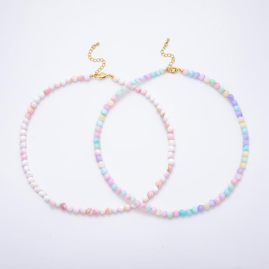 Pastel Beaded Choker 17inch Necklace + 2inch Extender Summer Beach Jewelry Gift for Her DIY Supply for custom Necklace & Bracelet | WA-00408