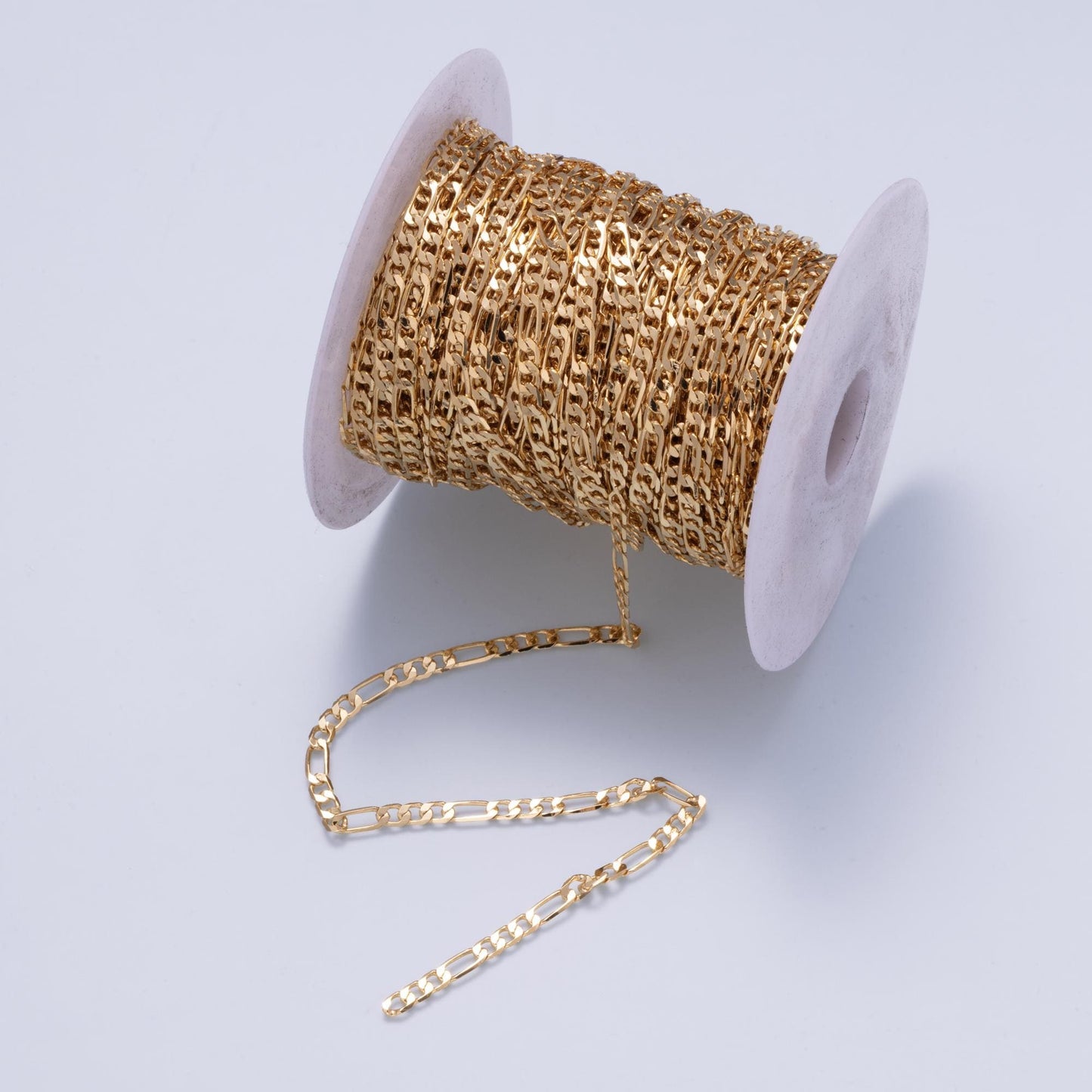 24k Gold Filled Figaro Unfinished Chain 4.5mm by Yard Wholesale Bulk DIY Supply for custom Necklace Bracelet Jewelry Making | ROLL-01870