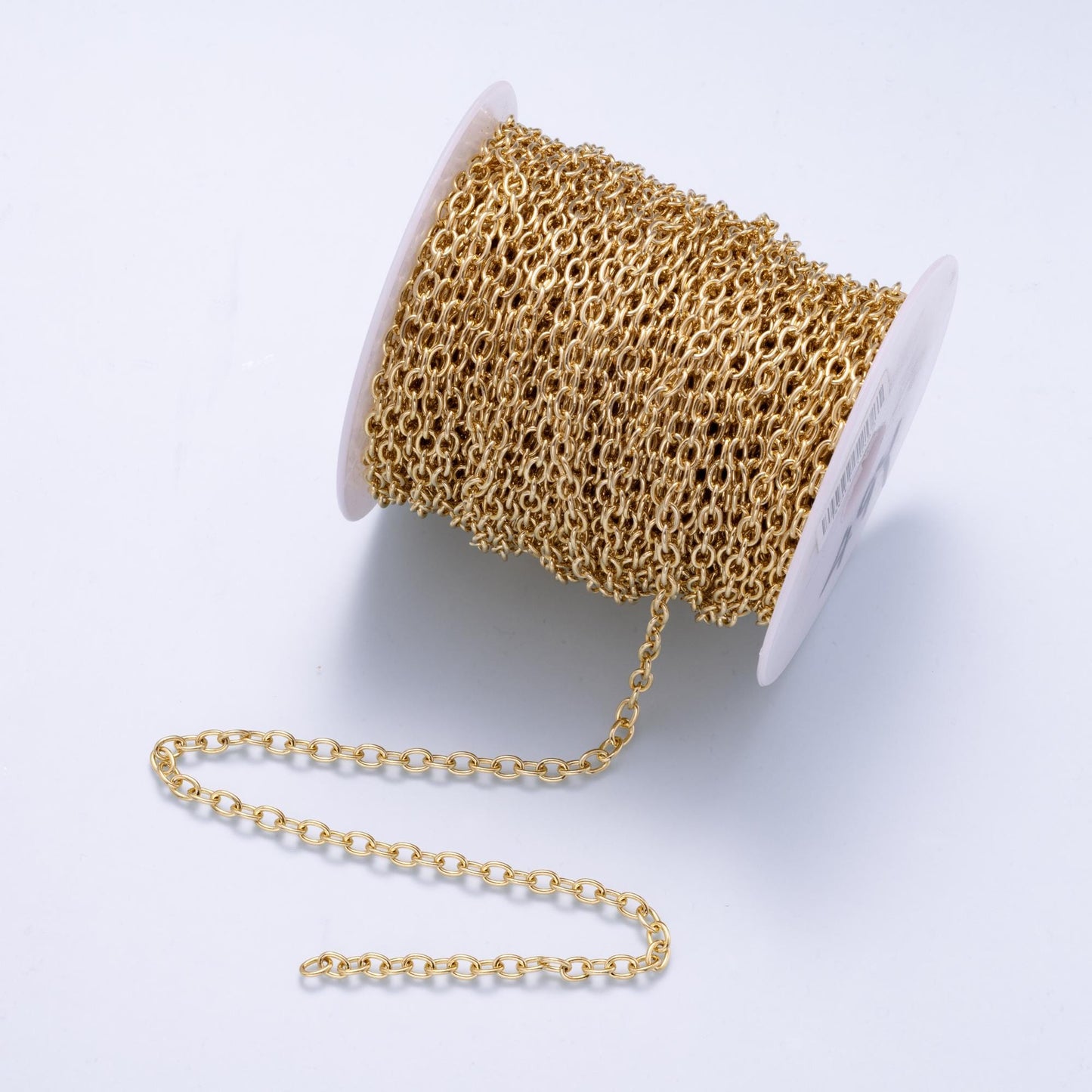 16k Gold Filled Rolo Unfinished Roll Chain by Yard Wholesale Bulk O Link DIY Supply for custom Necklace Bracelet Jewelry Making | ROLL-01881