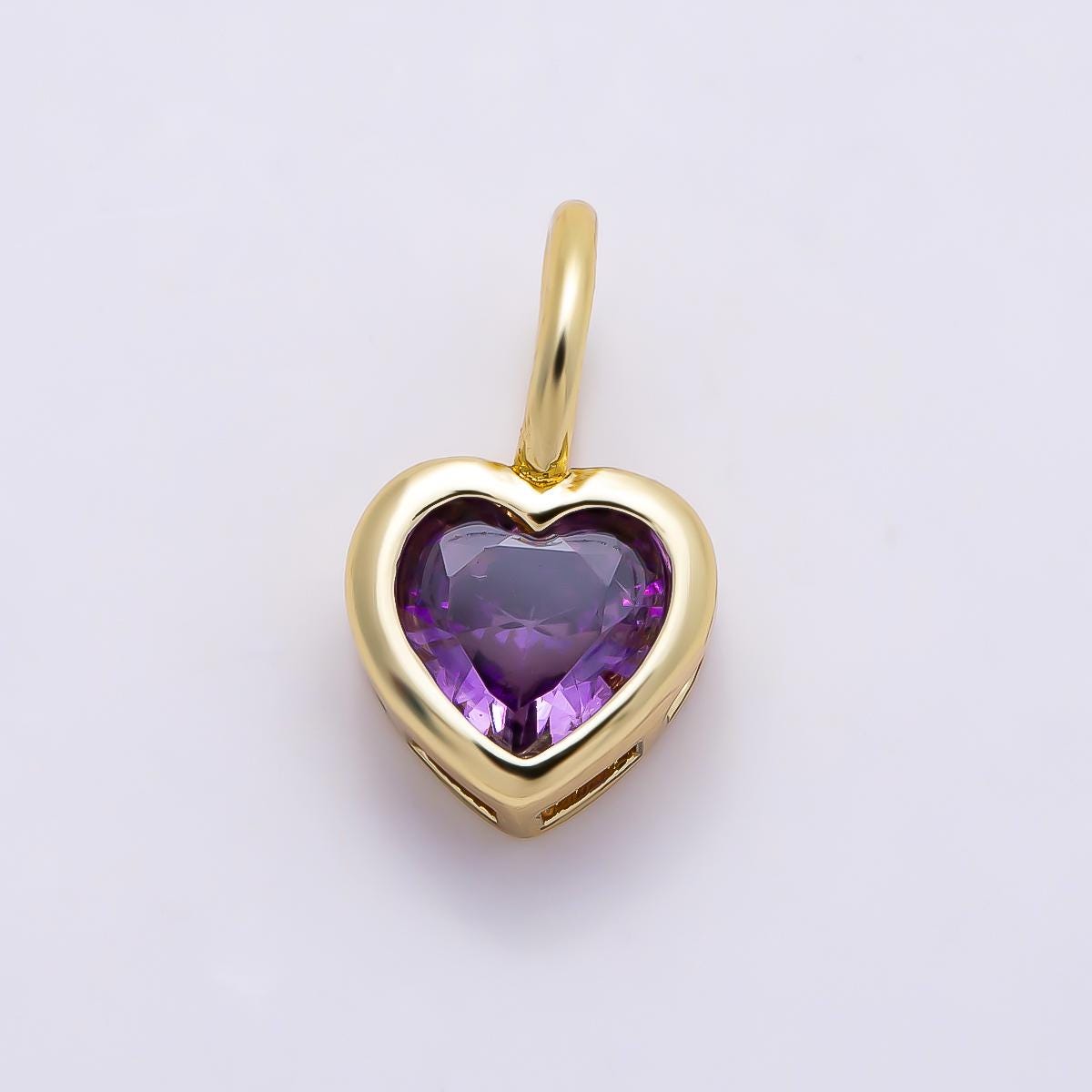 16k Gold Filled 8mm Birthstone Heart Charm Cubic Zirconia Charms Personalized custom Jewelry Making Necklace Pendant | Charms-1287
