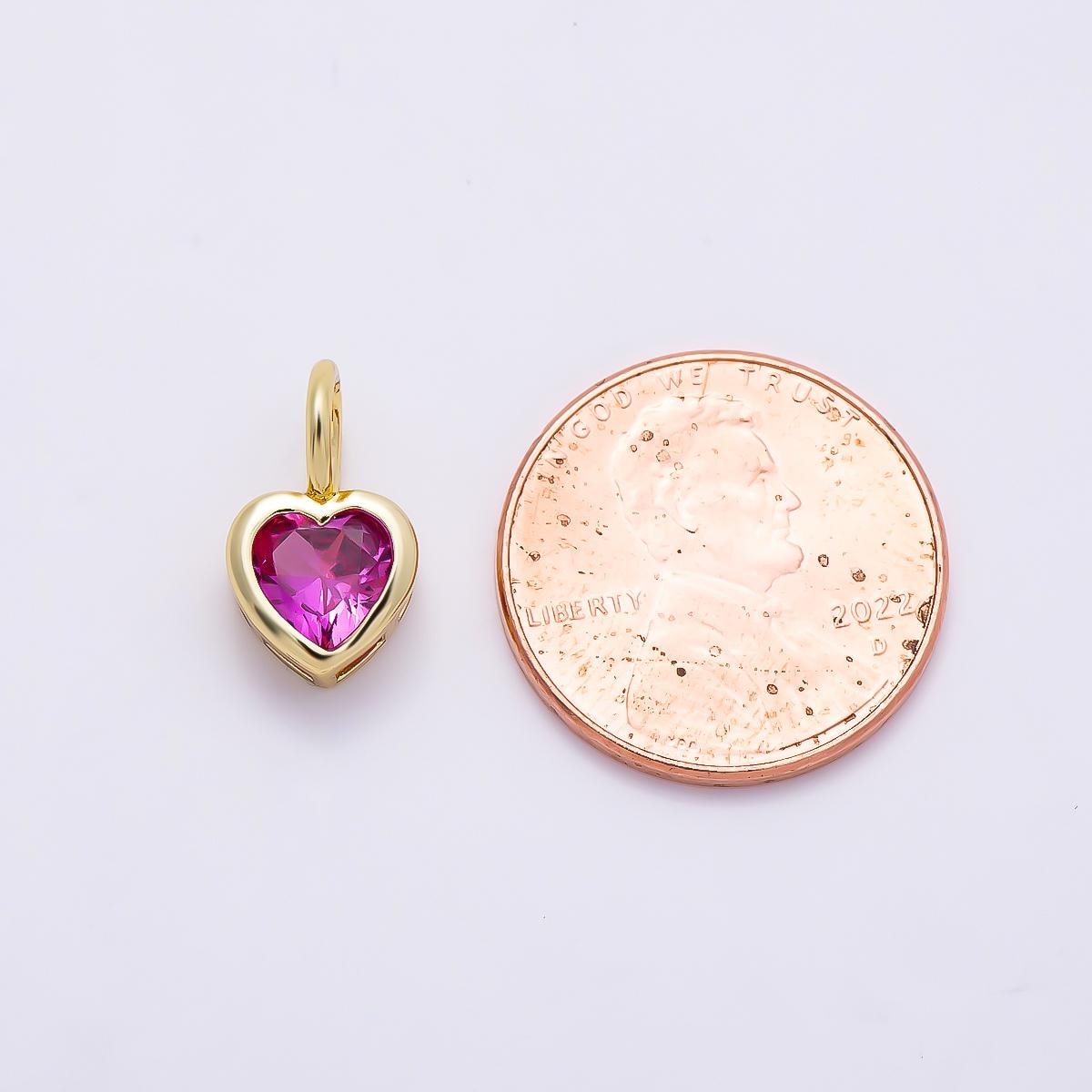 16k Gold Filled 8mm Birthstone Heart Charm Cubic Zirconia Charms Personalized custom Jewelry Making Necklace Pendant | Charms-1287