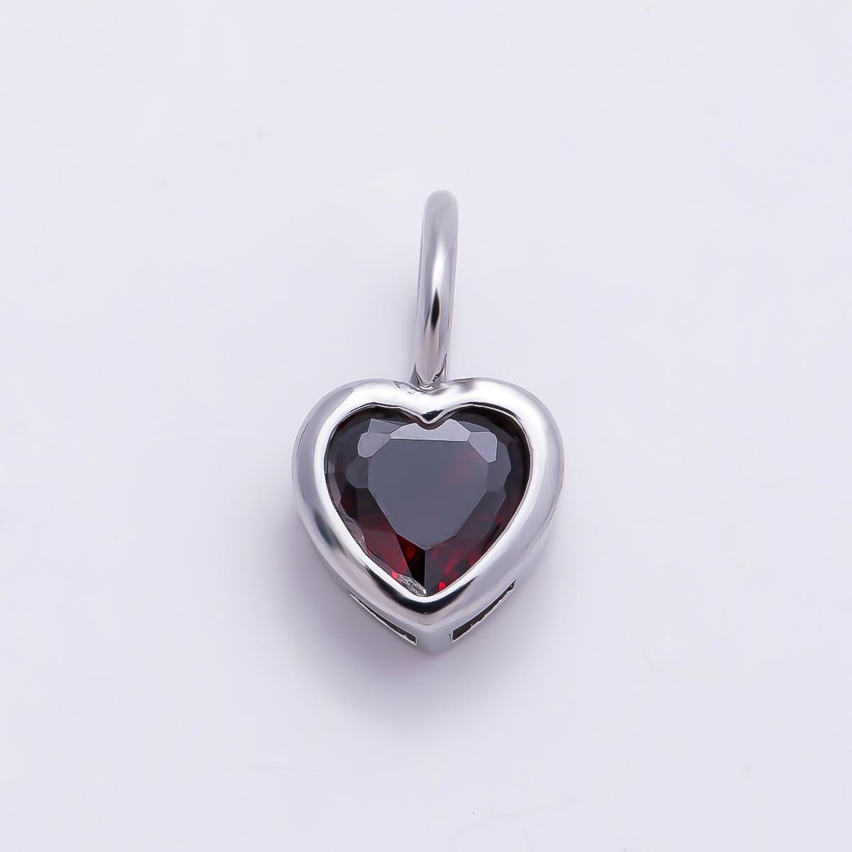 Silver 8mm Birthstone Heart Charm Cubic Zirconia Charms Personalized custom Jewelry Making Necklace Pendant | Charms-1299