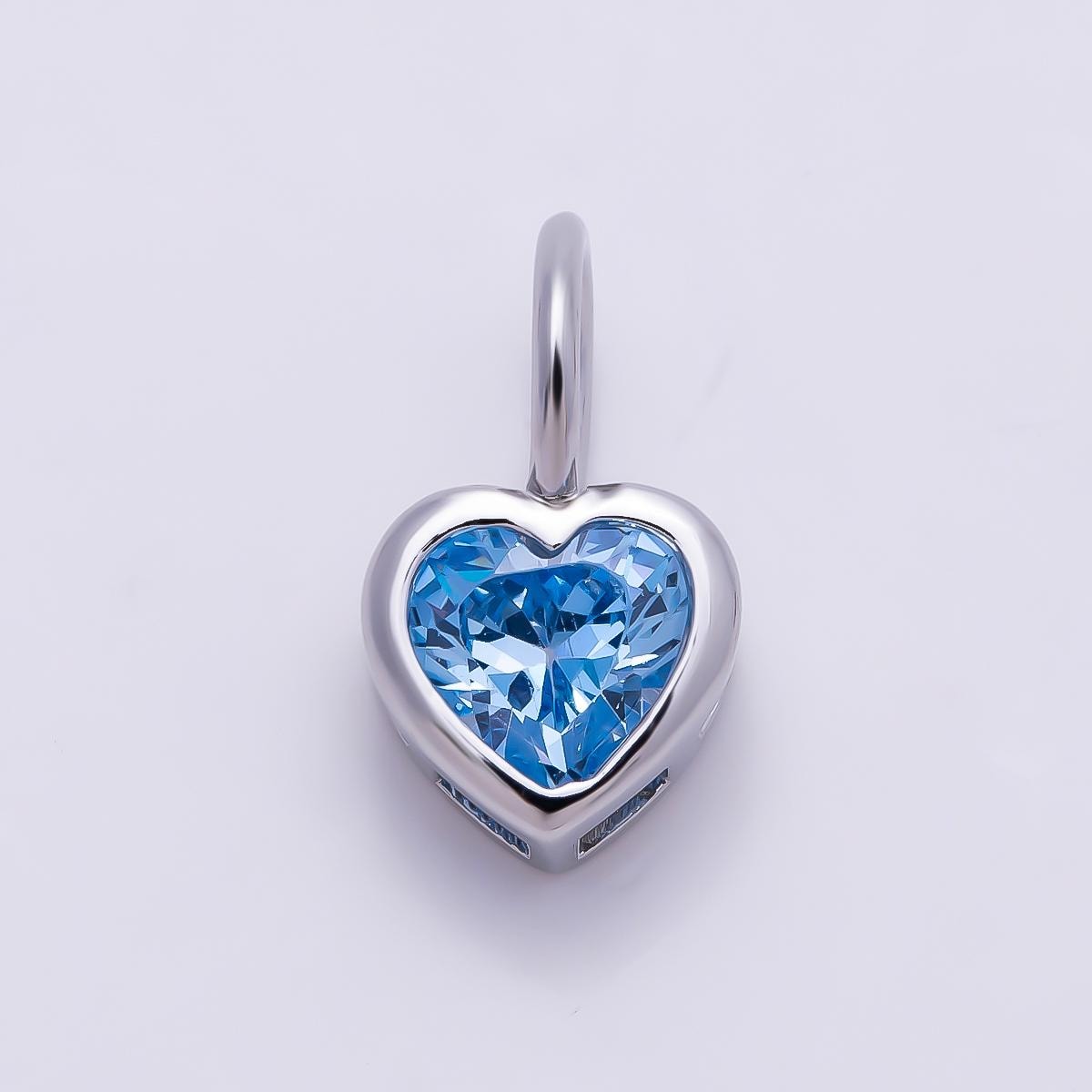 Silver 8mm Birthstone Heart Charm Cubic Zirconia Charms Personalized custom Jewelry Making Necklace Pendant | Charms-1299