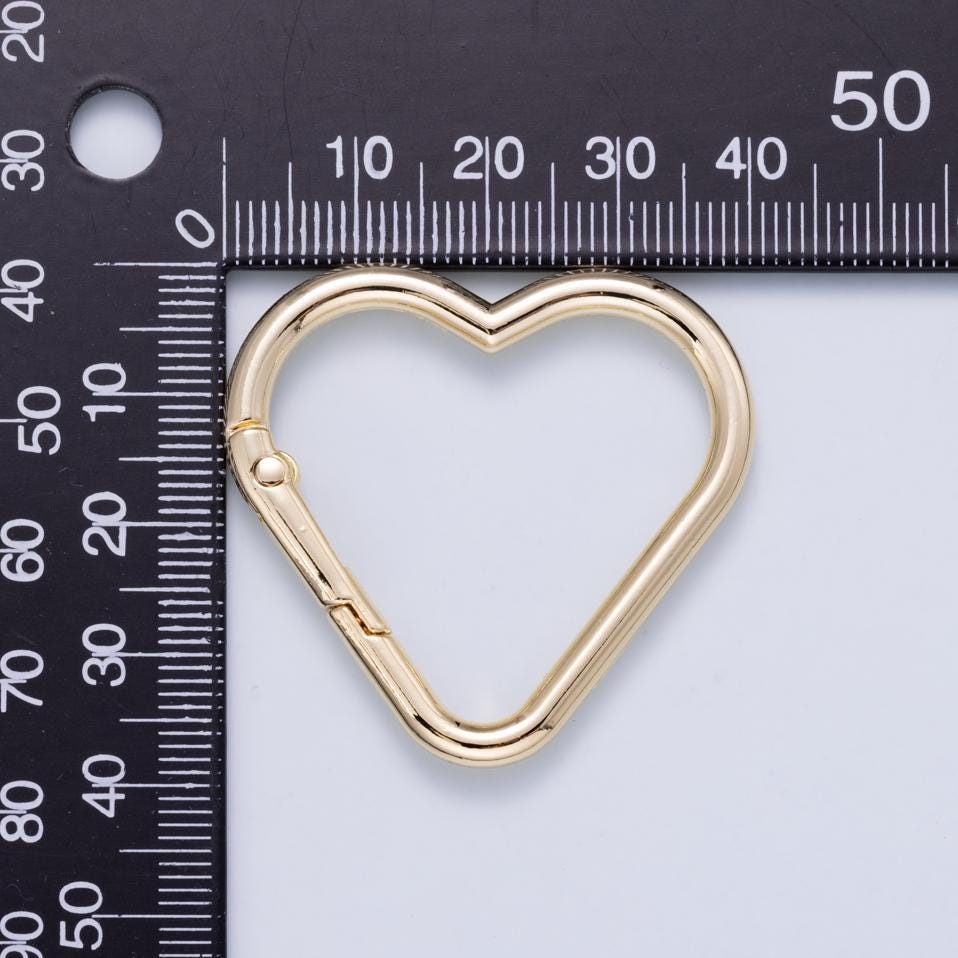 24K Gold Filled Heart Carabiner Clasp Big Carabiner Lock Connector Spring Push Gate for DIY Jewelry Clasp Necklace Keychain Findings-412