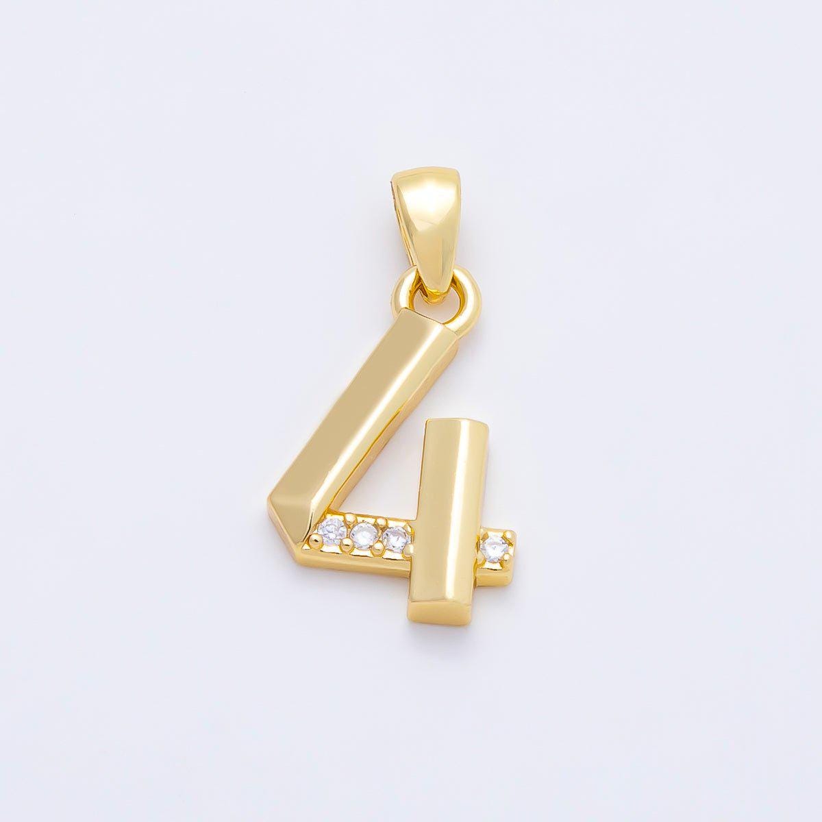 16K Gold Filled 16mm Micro Paved CZ Edged Geometric Number Numerology Charm Personalized Monogram Necklace Jewelry Supply | Charms-01217