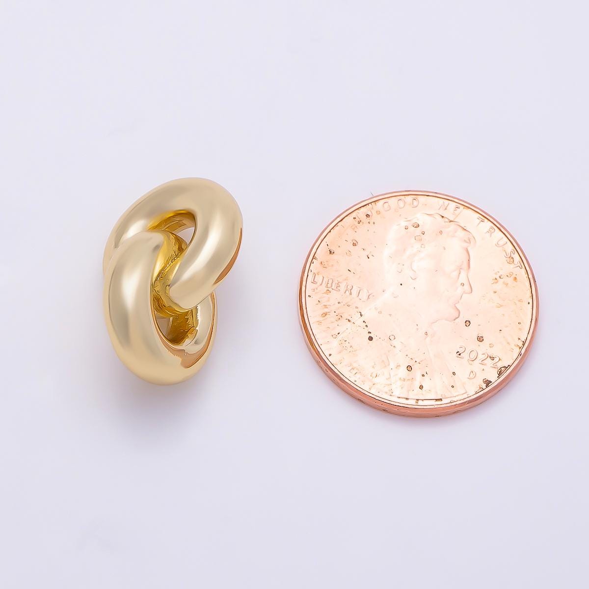 16K Gold Filled Minimalist Double Round Link Slide Pendant Chunky Interlocking Circle Ring Necklace Charm DIY Craft Supply | Findings-00409