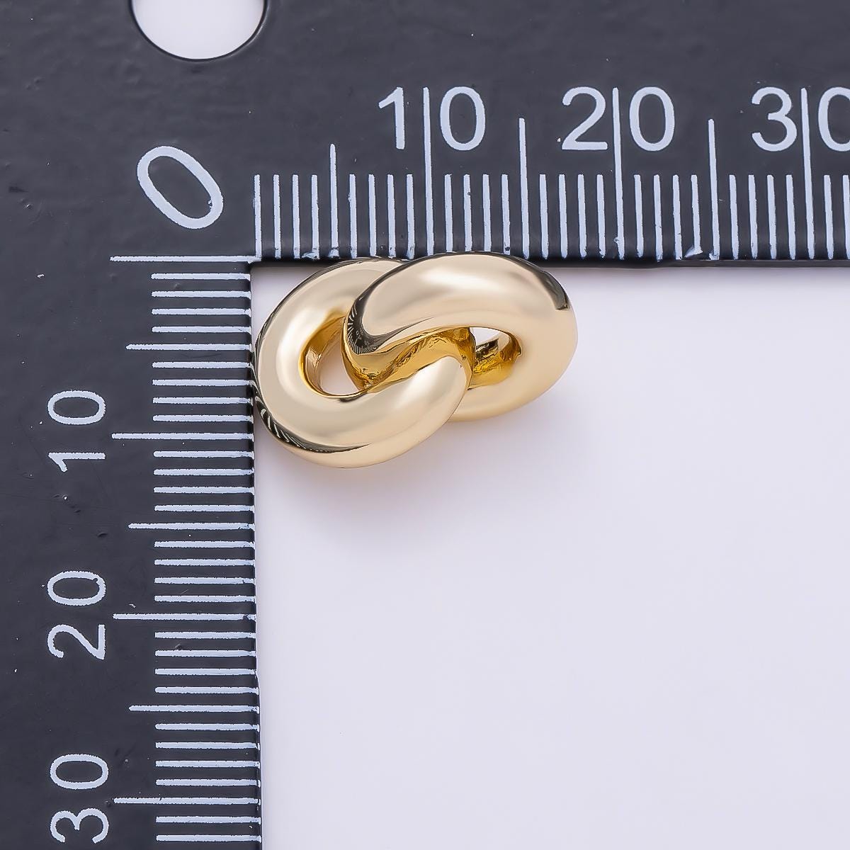 16K Gold Filled Minimalist Double Round Link Slide Pendant Chunky Interlocking Circle Ring Necklace Charm DIY Craft Supply | Findings-00409