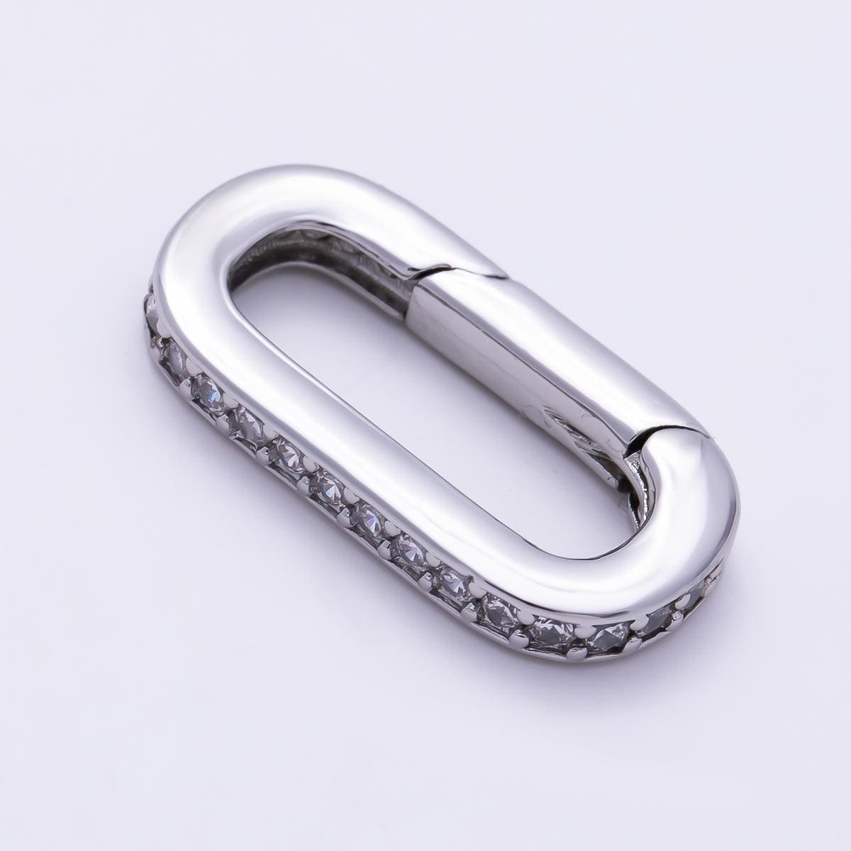 Dainty 16k gold fill spring gate oval ring clasp push gate ring cz oval ring, gold filled charm holder link connector Findings-426