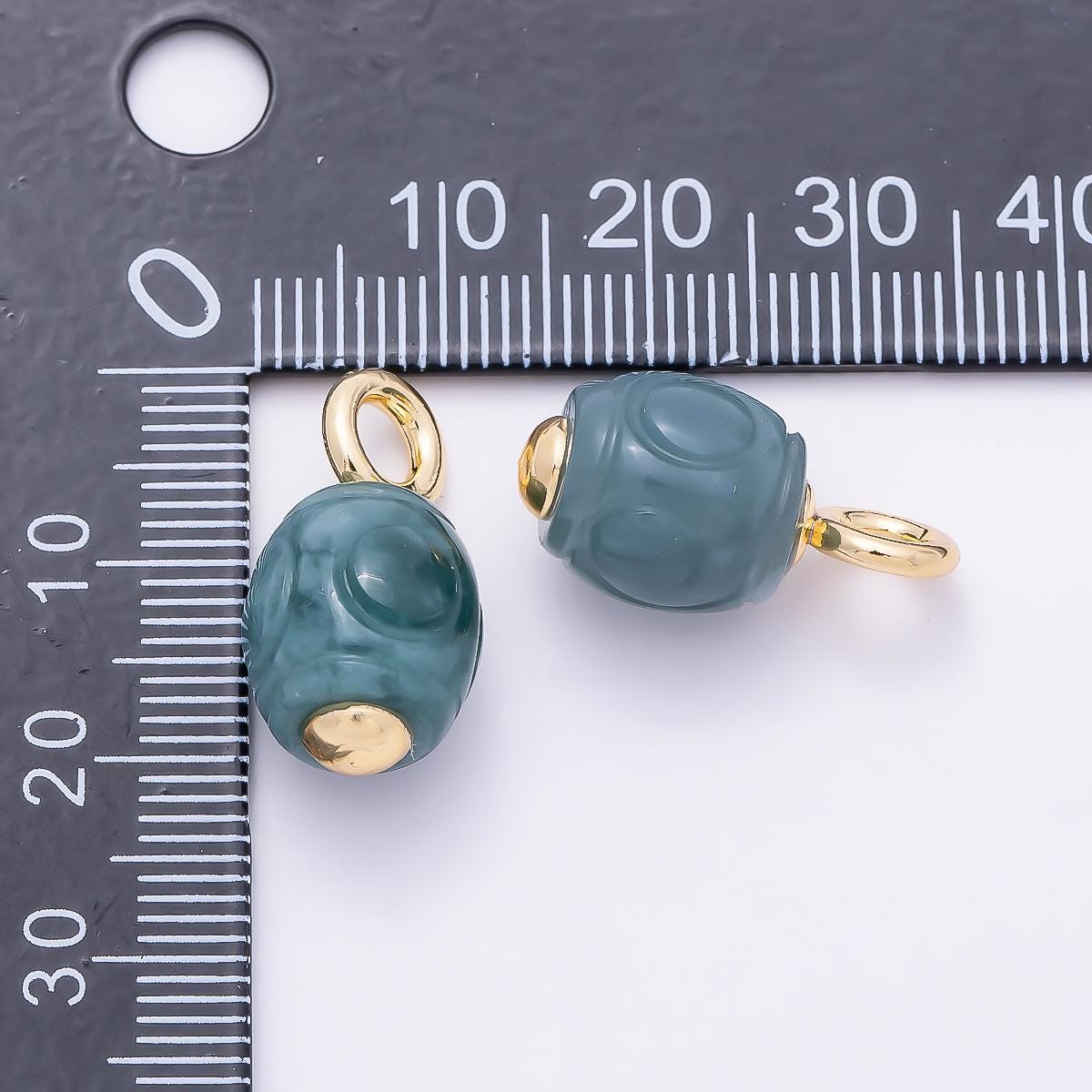 18k Gold Filled 22mm Carved Green Jade Lantern Floating Bead Pendant DIY Jewelry Making Supply custom Necklace & Earrings | CHARMS-01319