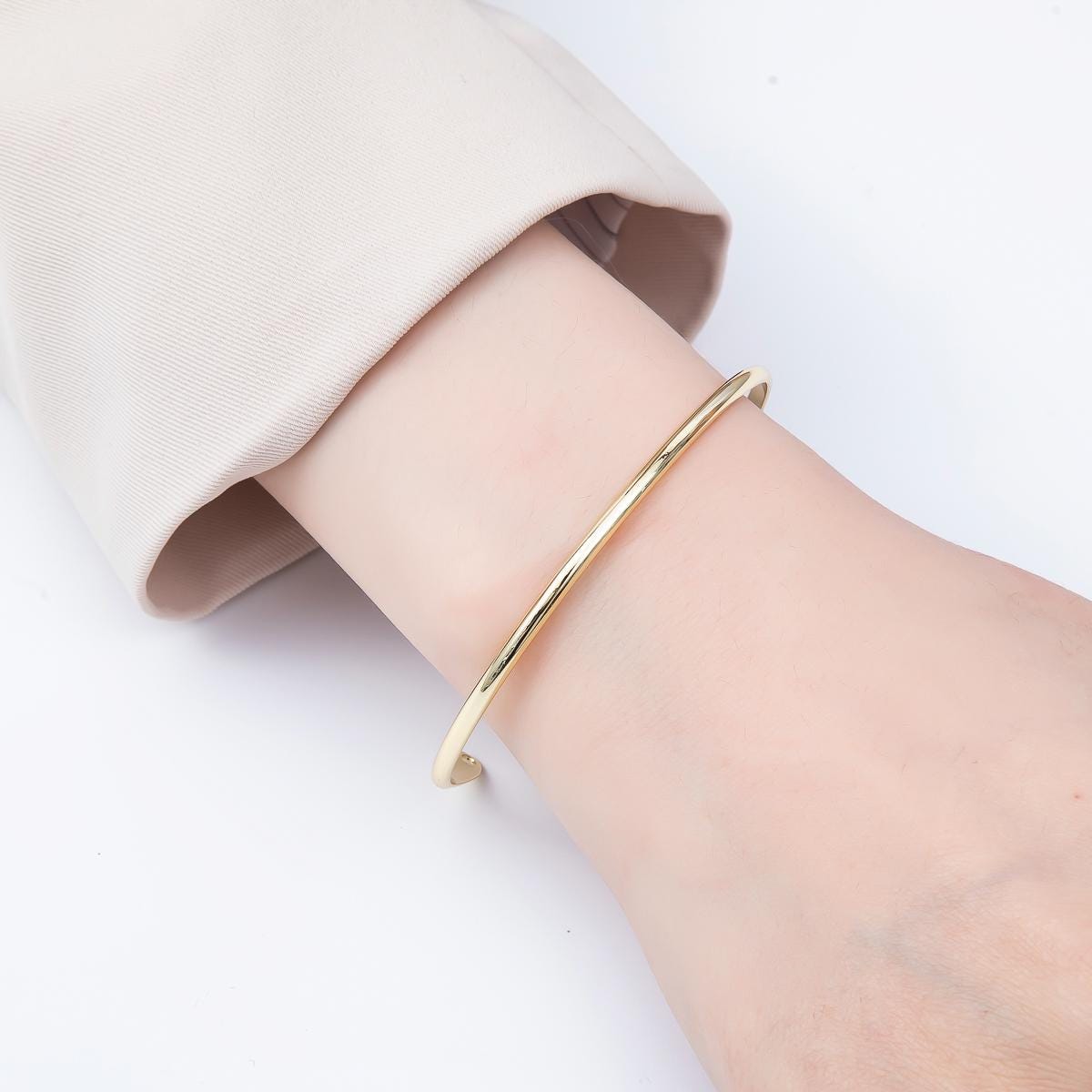 18K Gold Filled Thin Minimalist Half Cuff Bracelet- Half Bracelet Finding for Bangle Supply WA-4459