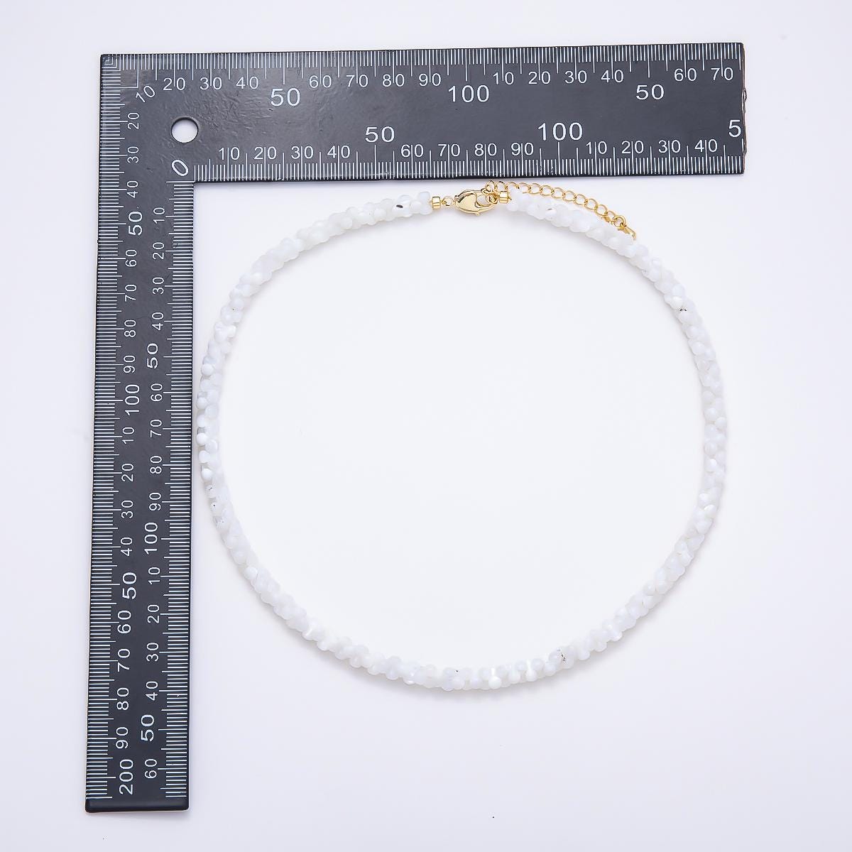 18K Gold Filled 6mm White Quartz Dotted Gemstone Chain 16.5 Inch Necklace Boho Beach Summer Jewelry Wedding Statement Piece | WA-00425