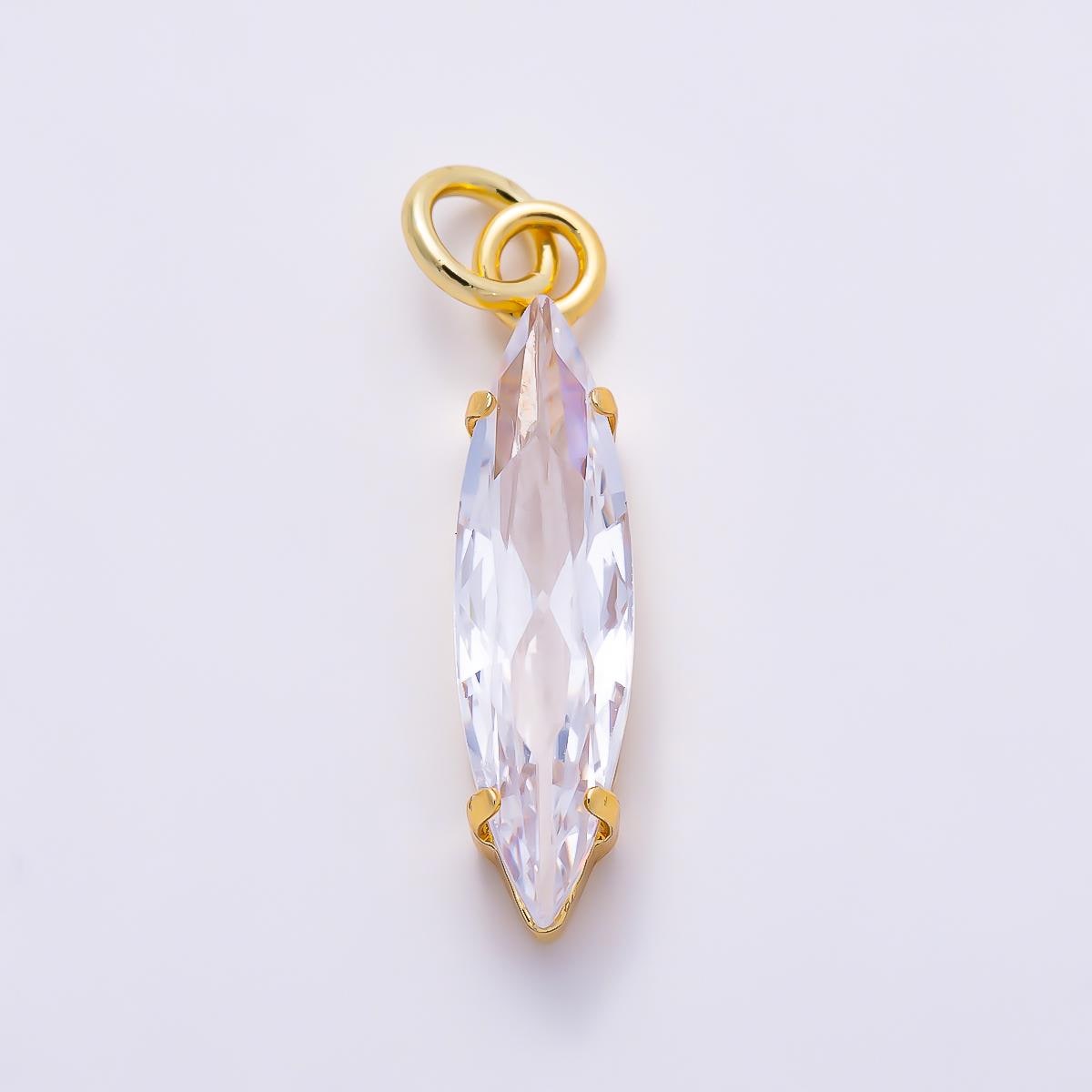 16k Gold Filled 14mm,18mm Clear/Black Marquise Charm in Gold & Silver DIY Jewelry Making Supply for Elegant Necklace | CHARMS-01457