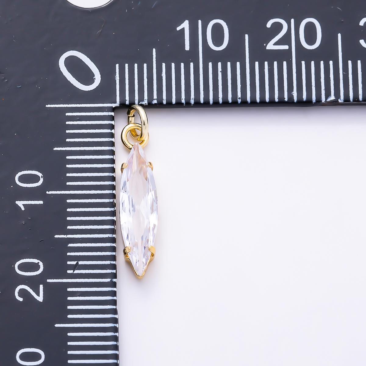16k Gold Filled 14mm,18mm Clear/Black Marquise Charm in Gold & Silver DIY Jewelry Making Supply for Elegant Necklace | CHARMS-01457