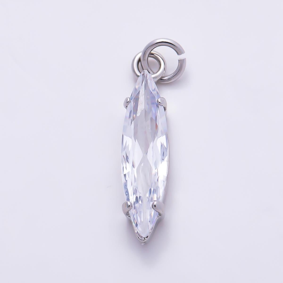 16k Gold Filled 14mm,18mm Clear/Black Marquise Charm in Gold & Silver DIY Jewelry Making Supply for Elegant Necklace | CHARMS-01457