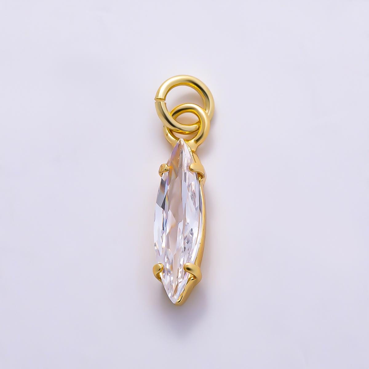 16k Gold Filled 14mm,18mm Clear/Black Marquise Charm in Gold & Silver DIY Jewelry Making Supply for Elegant Necklace | CHARMS-01457