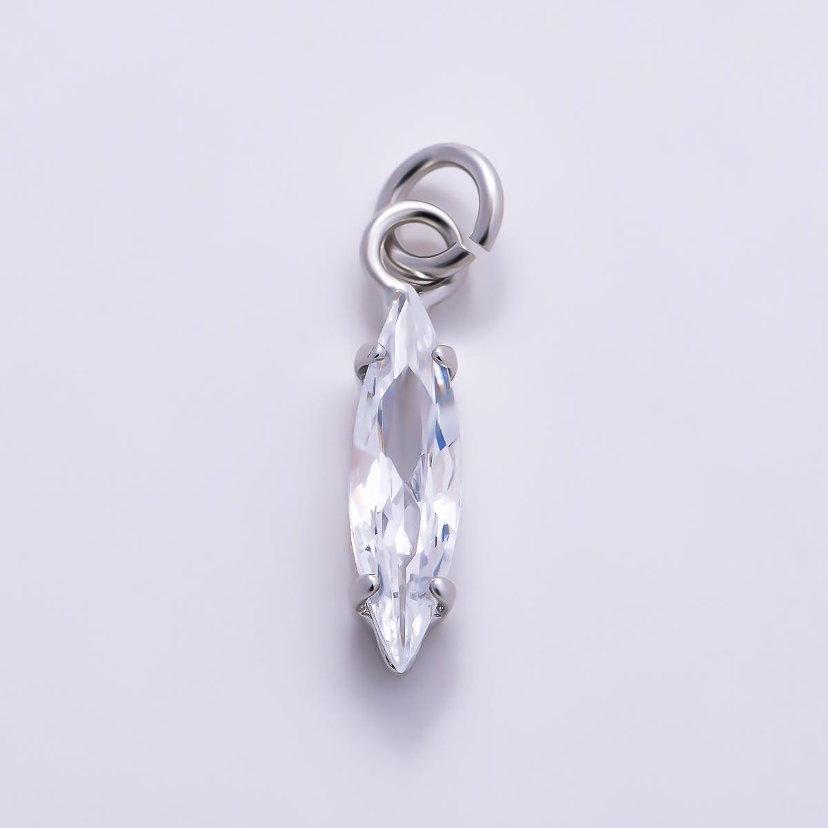 16k Gold Filled 14mm,18mm Clear/Black Marquise Charm in Gold & Silver DIY Jewelry Making Supply for Elegant Necklace | CHARMS-01457