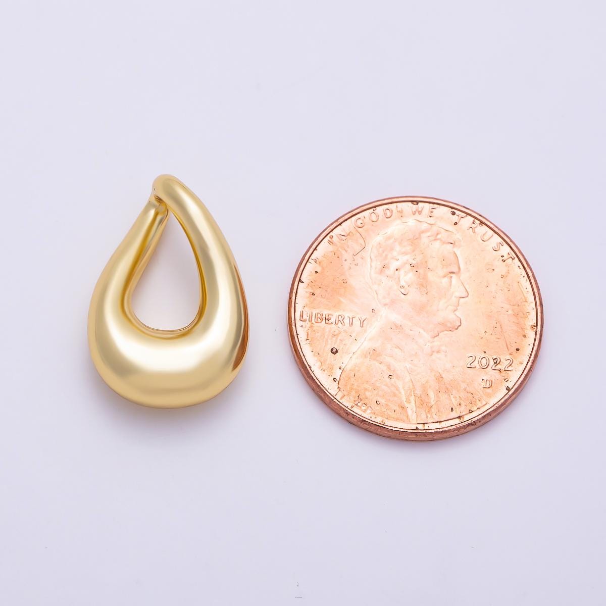 16K Gold Filled 17.7mm Chunky Teardrop Pendant Findings Waterdrop Open Hoop Loop Charm DIY Jewelry Making Supplies Necklace | Findings-00421