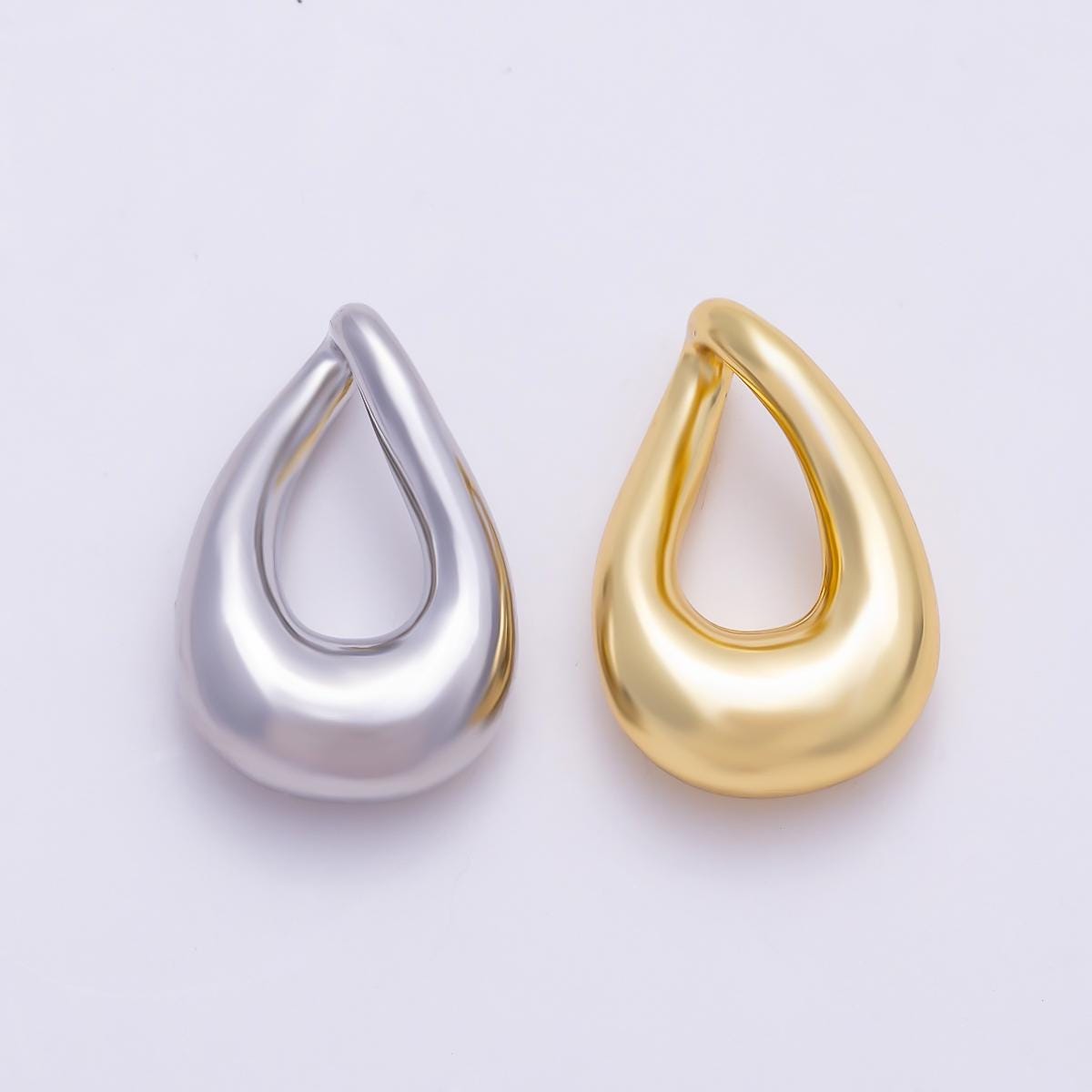 16K Gold Filled 17.7mm Chunky Teardrop Pendant Findings Waterdrop Open Hoop Loop Charm DIY Jewelry Making Supplies Necklace | Findings-00421