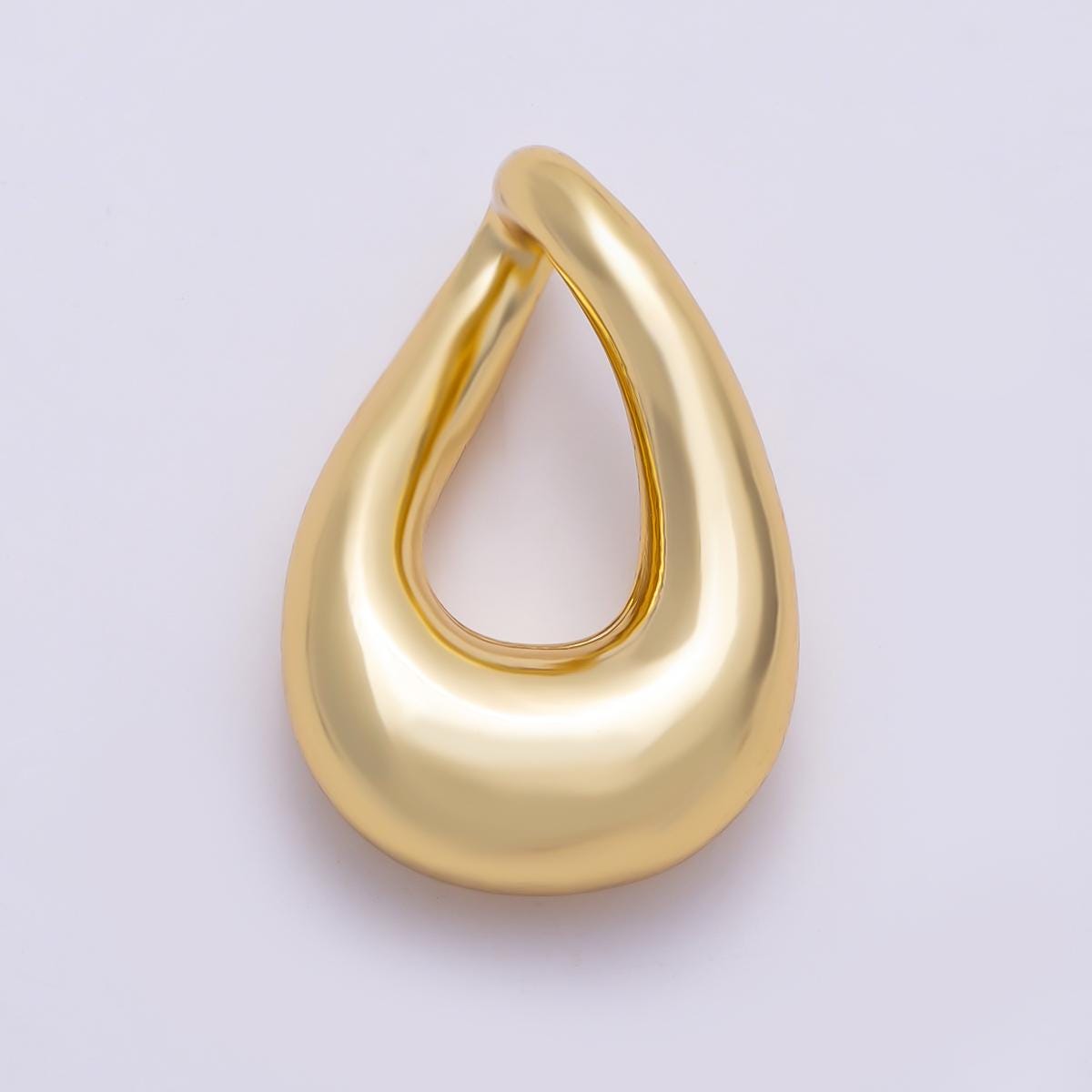 16K Gold Filled 17.7mm Chunky Teardrop Pendant Findings Waterdrop Open Hoop Loop Charm DIY Jewelry Making Supplies Necklace | Findings-00421