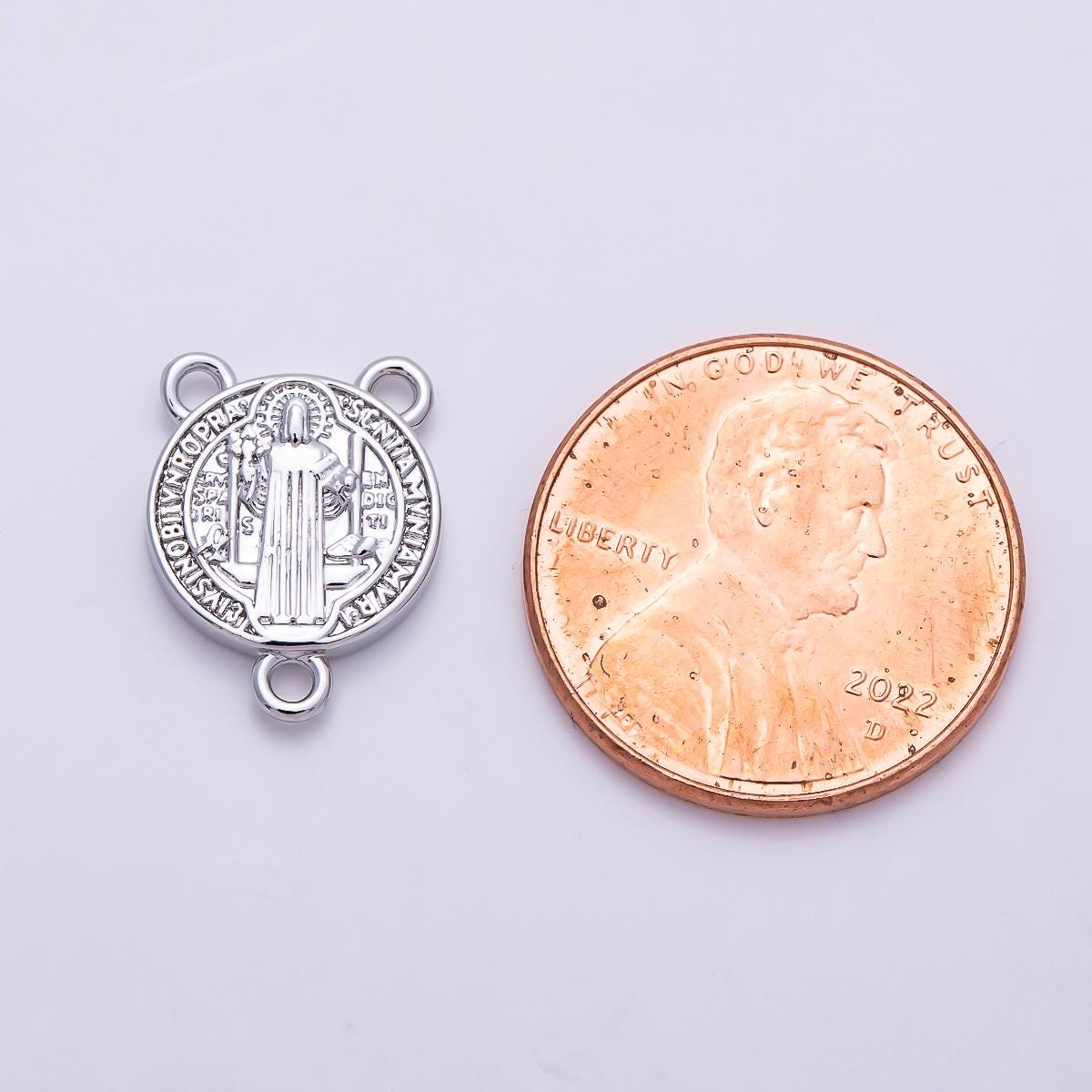 16K Gold Filled 14mm Saint Benedict Rosary Connector Findings 3 Way Centerpiece for Bracelet and Necklace DIY Supply | Findings-00423