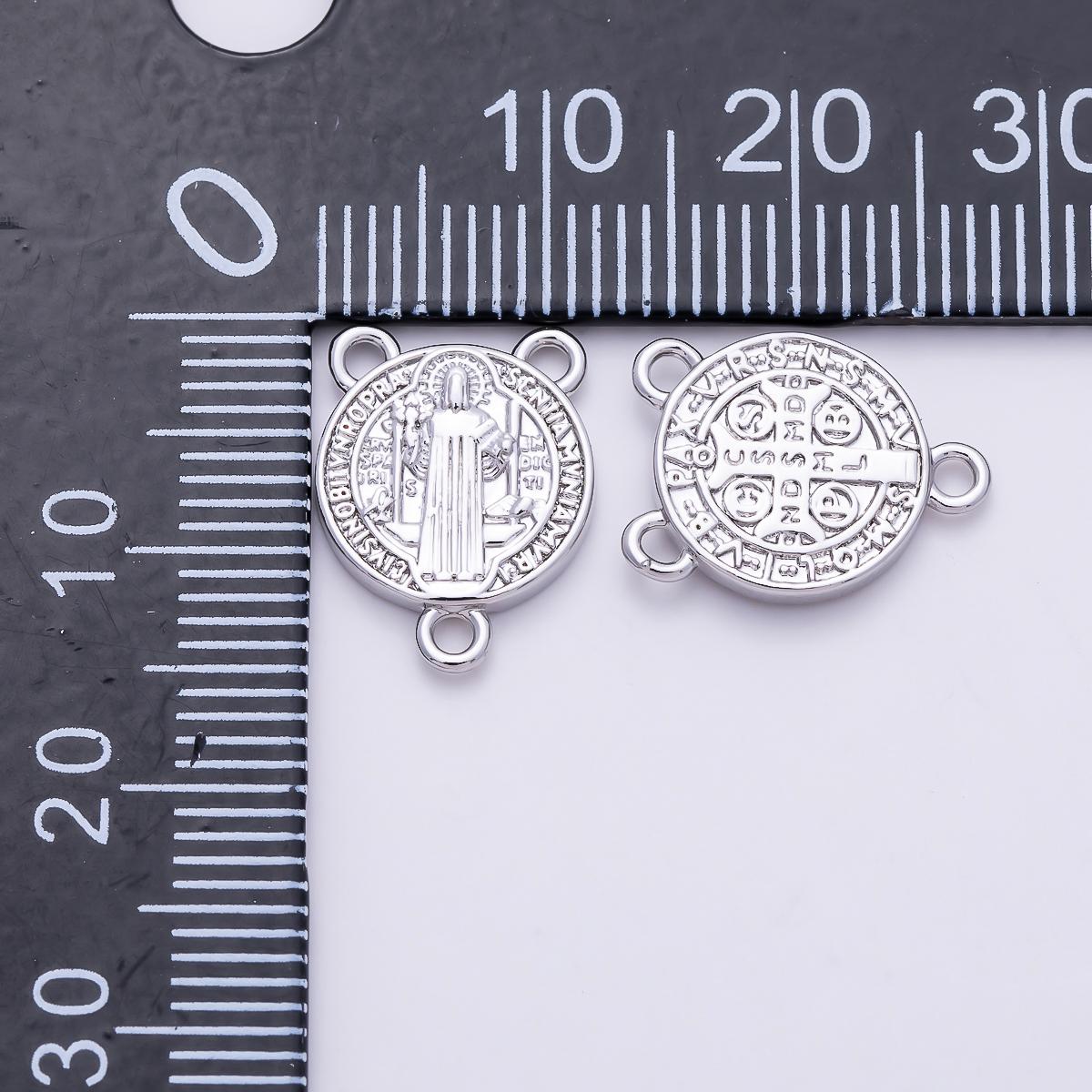 16K Gold Filled 14mm Saint Benedict Rosary Connector Findings 3 Way Centerpiece for Bracelet and Necklace DIY Supply | Findings-00423