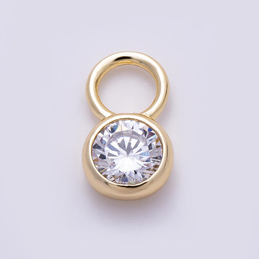 16k Gold Filled 13mm CZ Round Drop Charm Elegant Dainty Minimalist Pendant DIY Jewelry Making Supplies Bulk Craft Necklace | CHARMS-01472