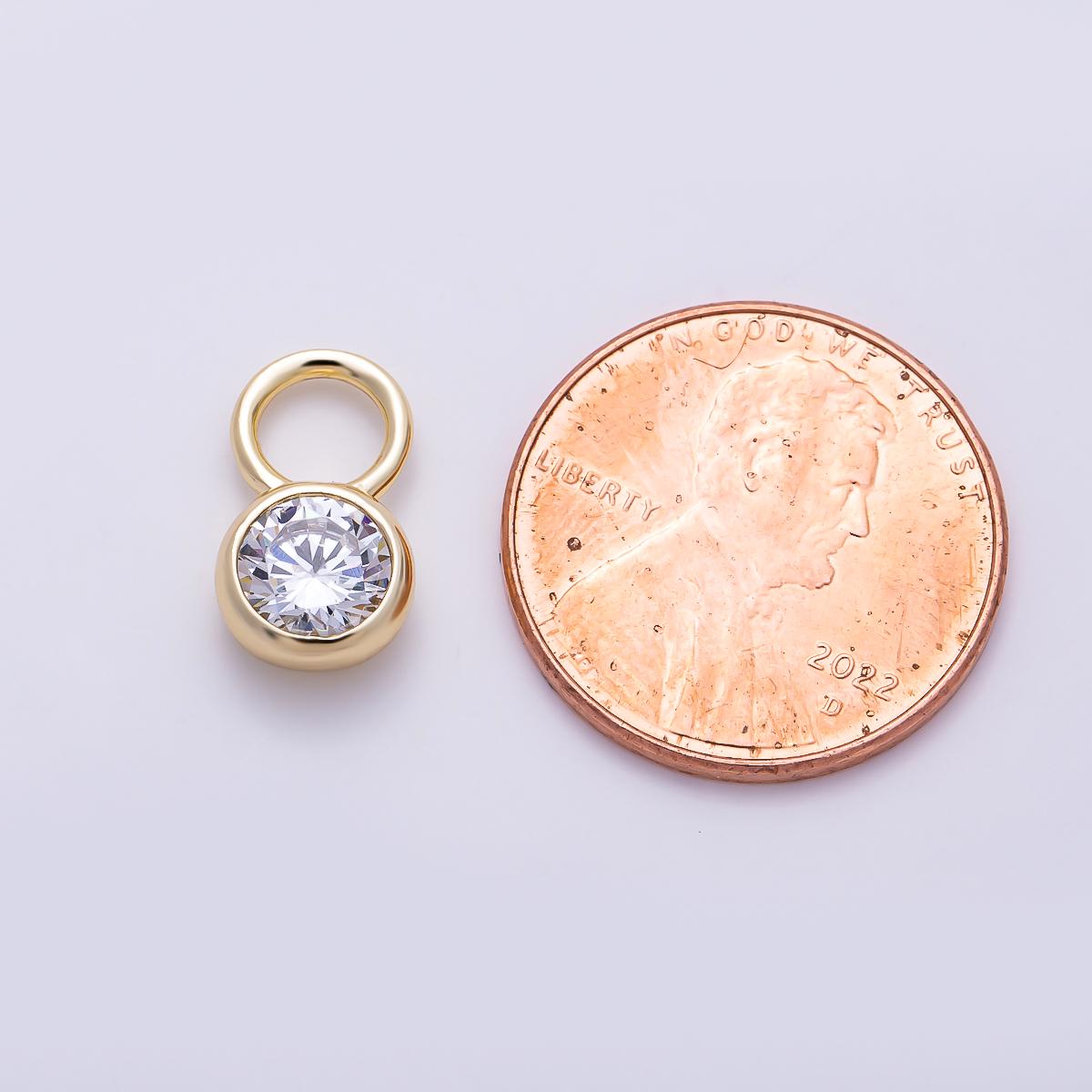 16k Gold Filled 13mm CZ Round Drop Charm Elegant Dainty Minimalist Pendant DIY Jewelry Making Supplies Bulk Craft Necklace | CHARMS-01472