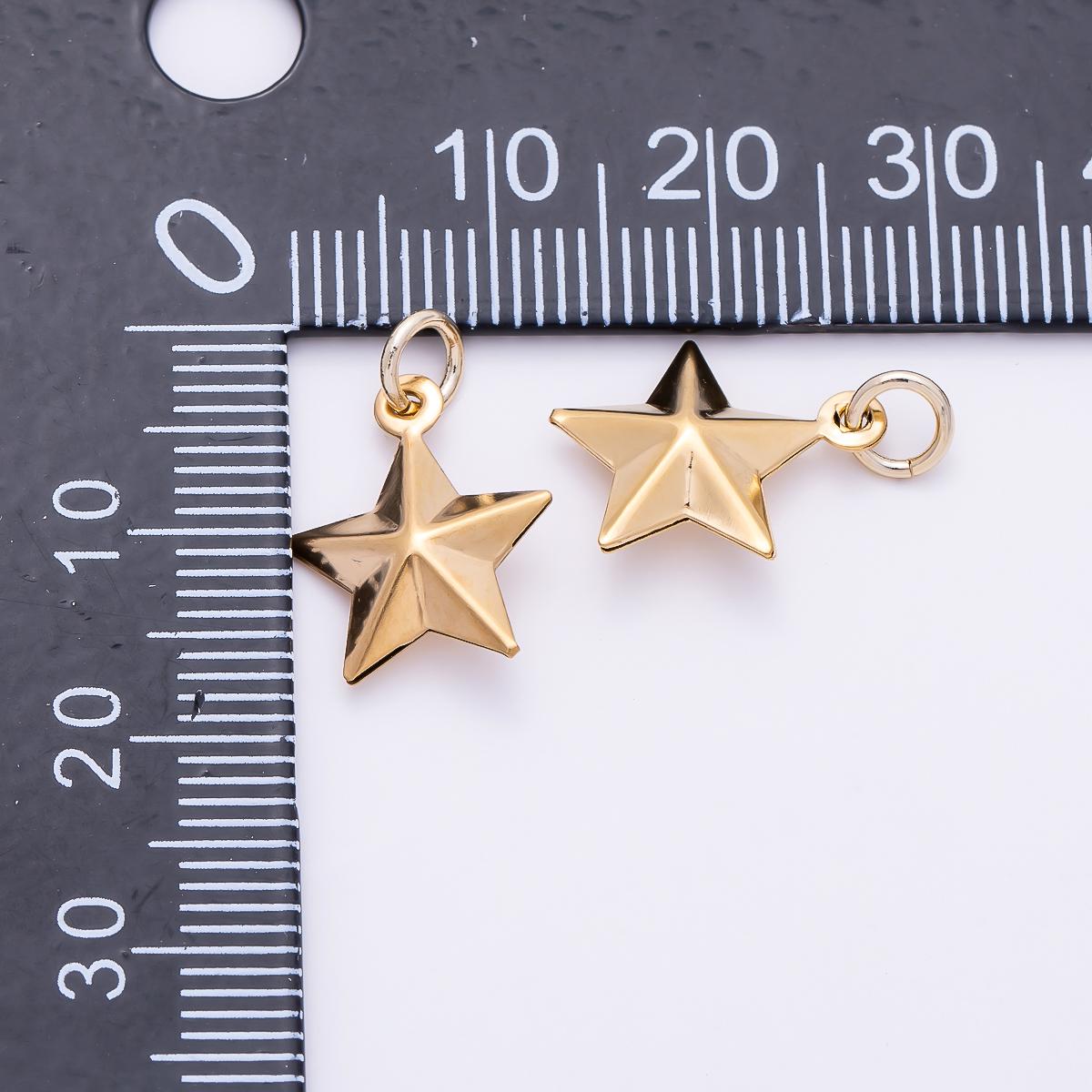 PVD Gold Stainless Steel 14.5mm Celestial Star 3D Multidimensional Charm DIY Minimalist Jewelry Necklace Making Component | Charms-01433