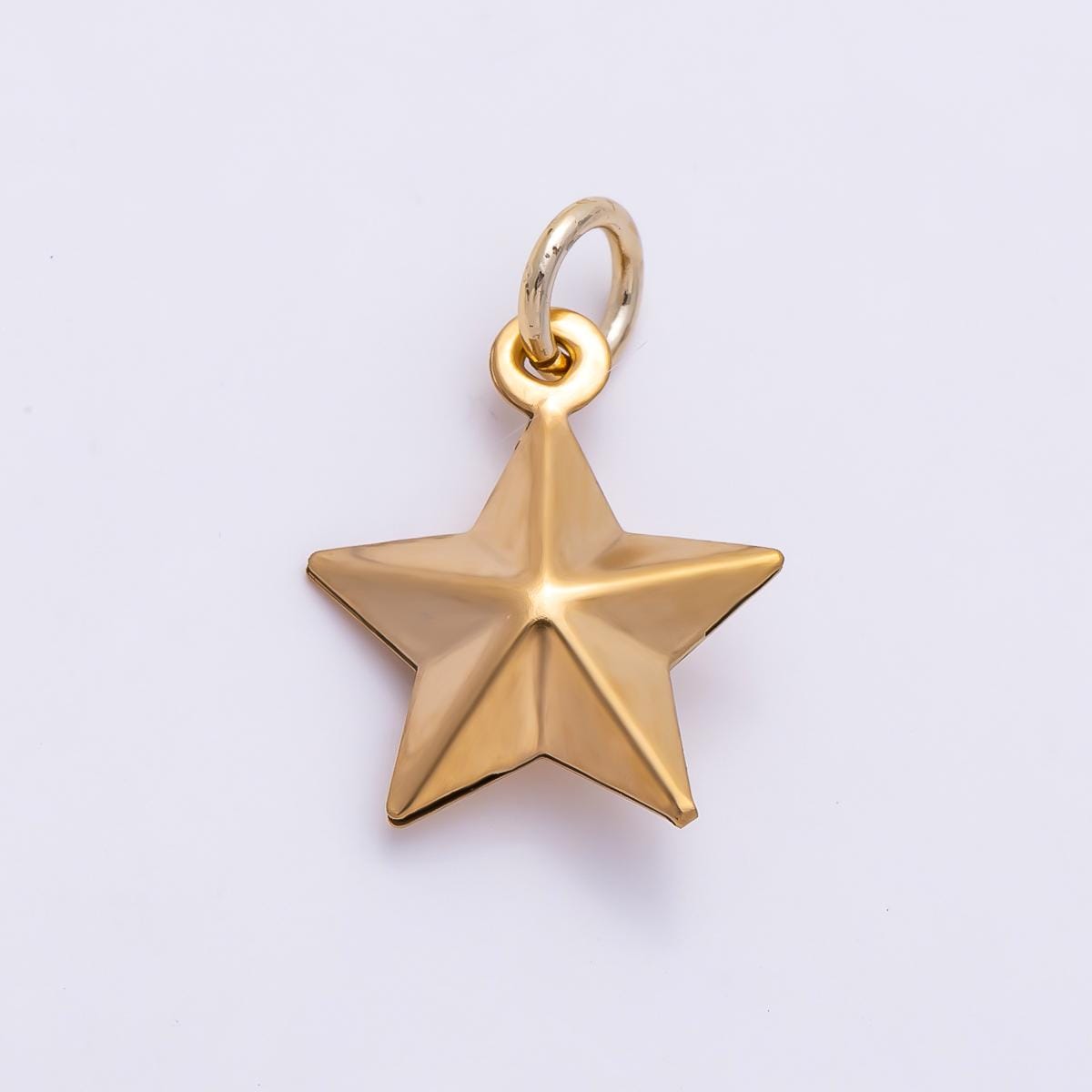 PVD Gold Stainless Steel 14.5mm Celestial Star 3D Multidimensional Charm DIY Minimalist Jewelry Necklace Making Component | Charms-01433