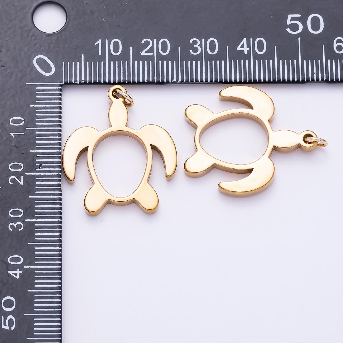 PVD Stainless Steel 27.5mm Turtle Tortoise Open Charm in Gold & Silver | Charms-01434