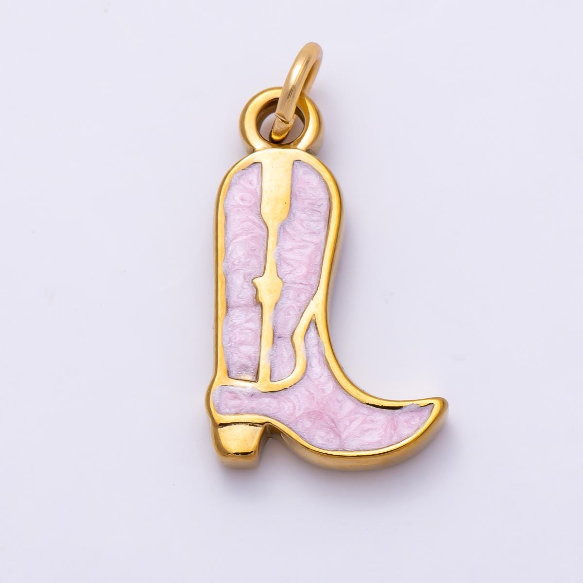 PVD Stainless Steel 18mm Pink, Blue, Black Enamel Cowboy Boots Charm Colorful Glitter Country Music Boot DIY Jewelry Supply | Charms-01444