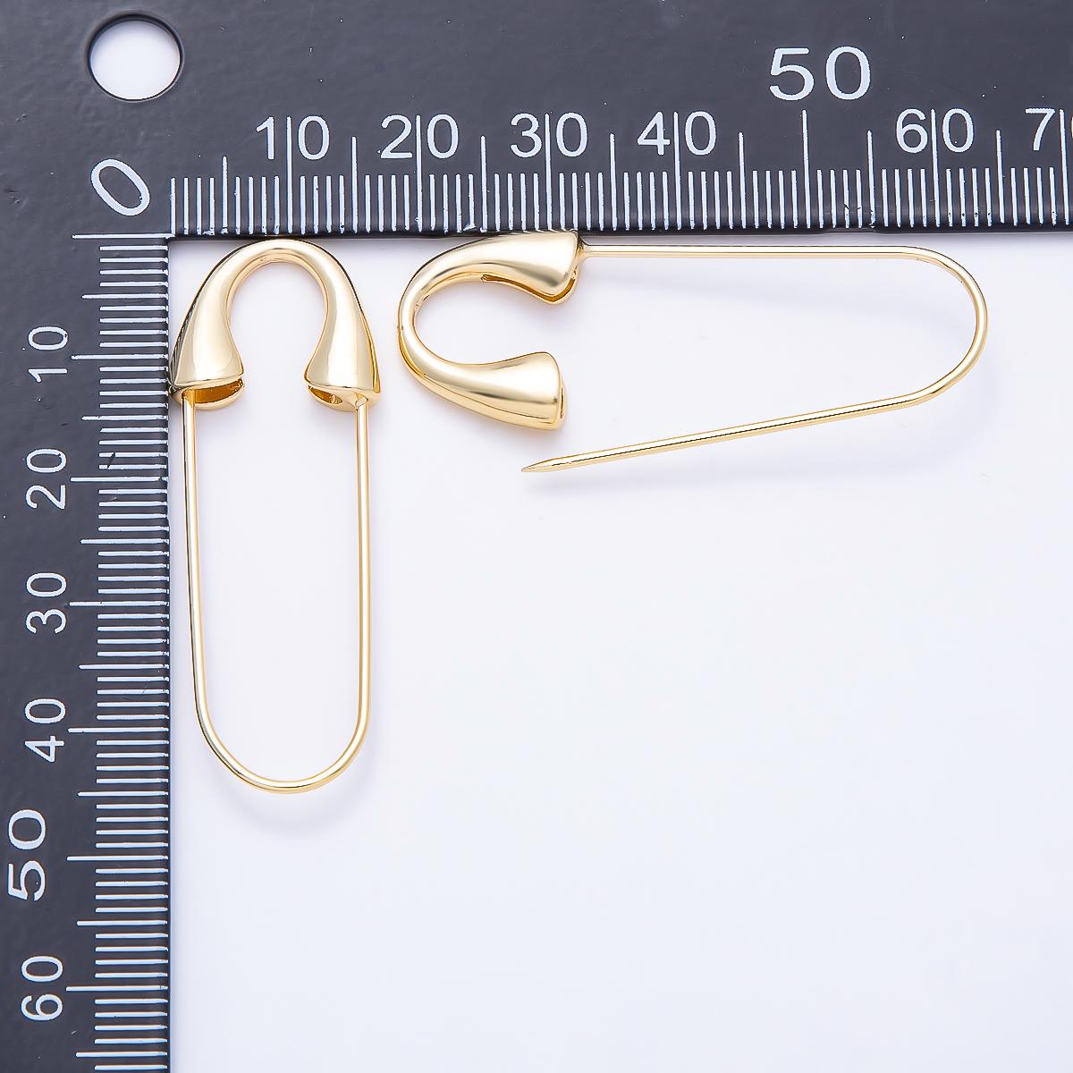 16K Gold Filled 45mm Simple Minimalist Safety Pins Findings Charm Holder for Jewelry Making Necklace Bracelet Scarf Fastener| Findings-00420