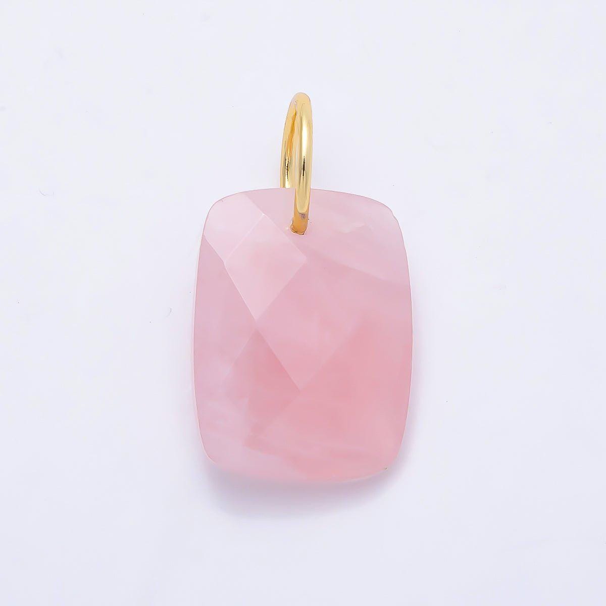 18K Gold Filled 20mm Lapis Lazuli, Turquoise, Rose Quartz, Tiger Eye Multifaceted Gemstone Rectangle Charm DIY Jewelry Supply | Charms-01421
