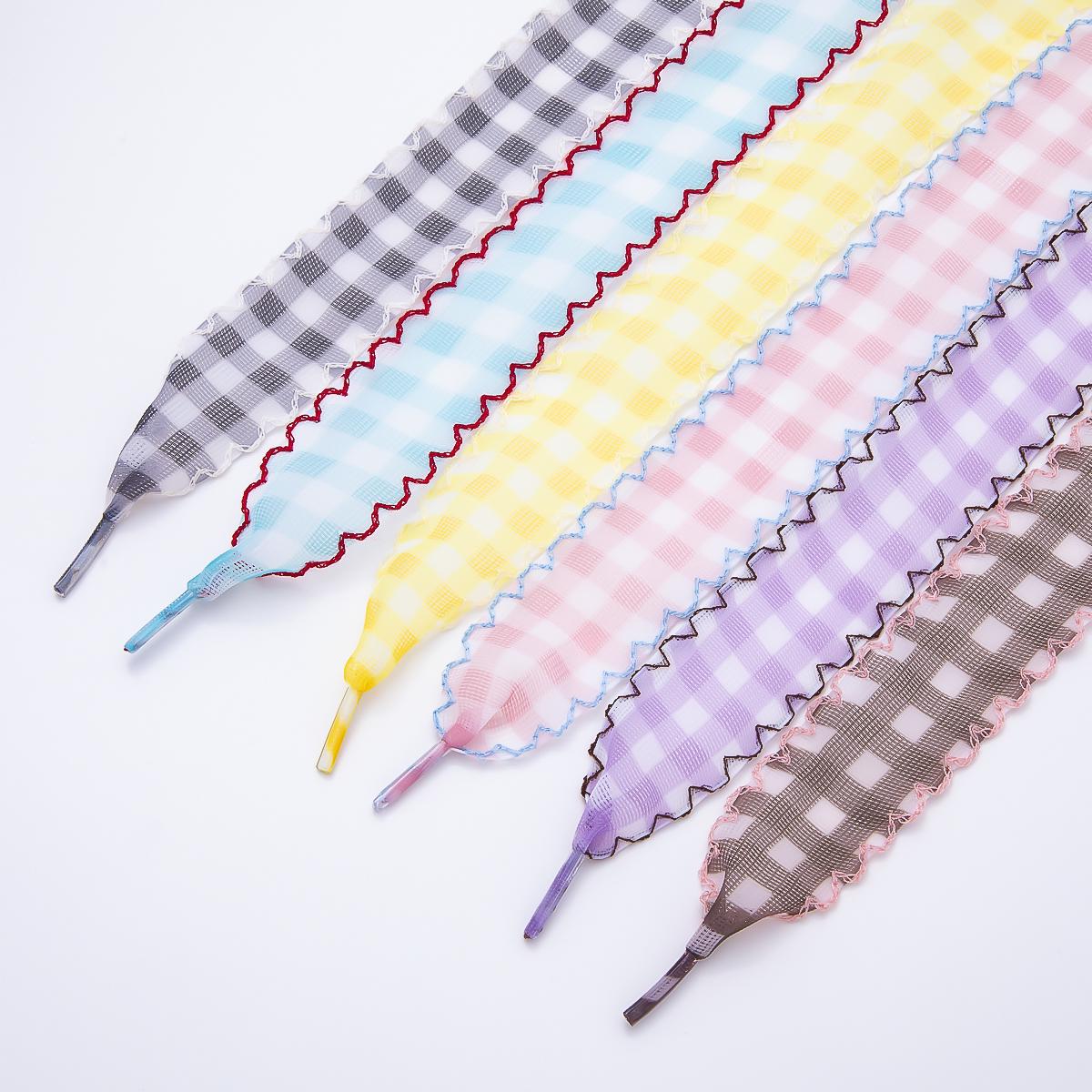 New Summer Scalloped Gingham Ribbon Shoelaces Custom sneaker laces fashion outfit accessory for her country girl coquette style | WB-00019