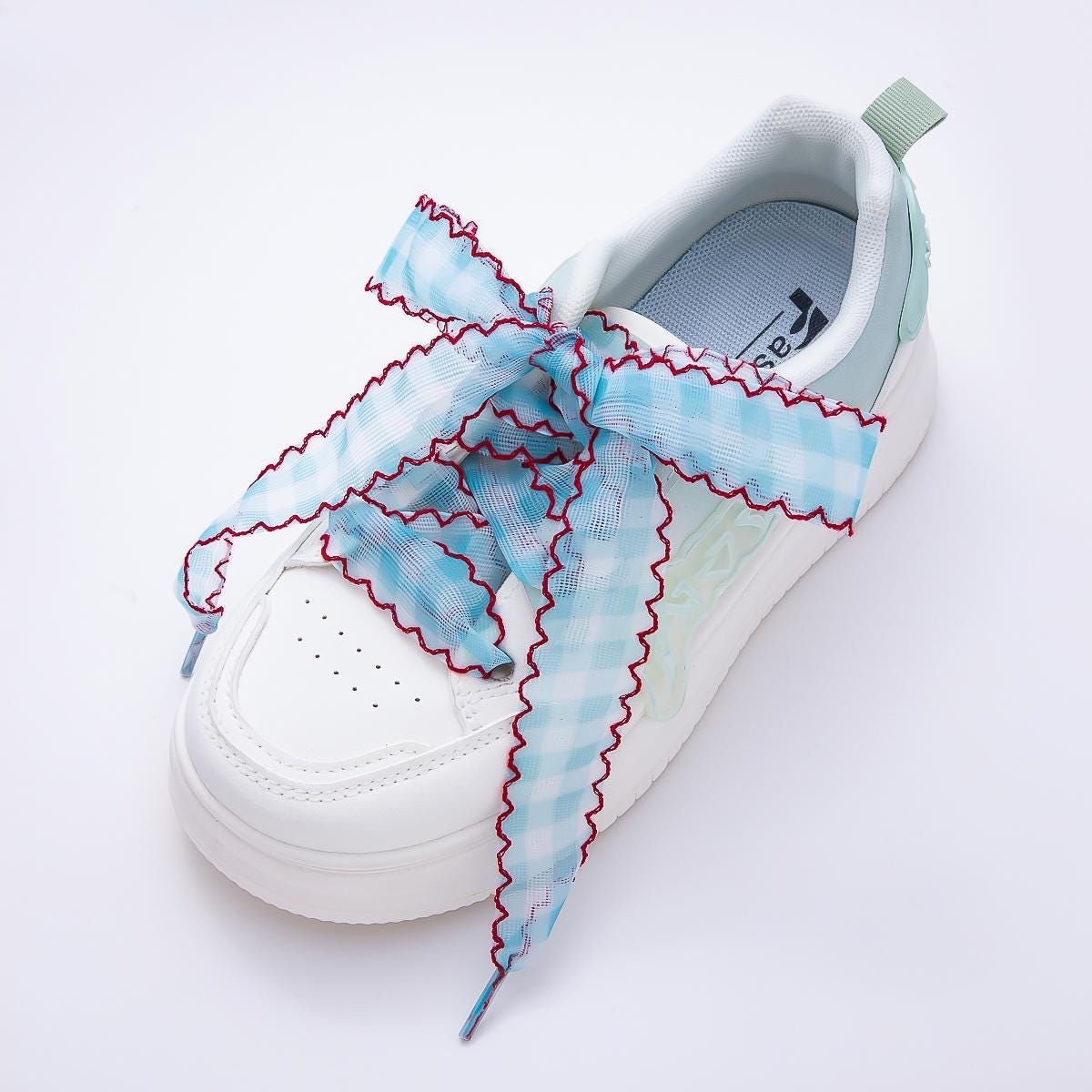 New Summer Scalloped Gingham Ribbon Shoelaces Custom sneaker laces fashion outfit accessory for her country girl coquette style | WB-00019