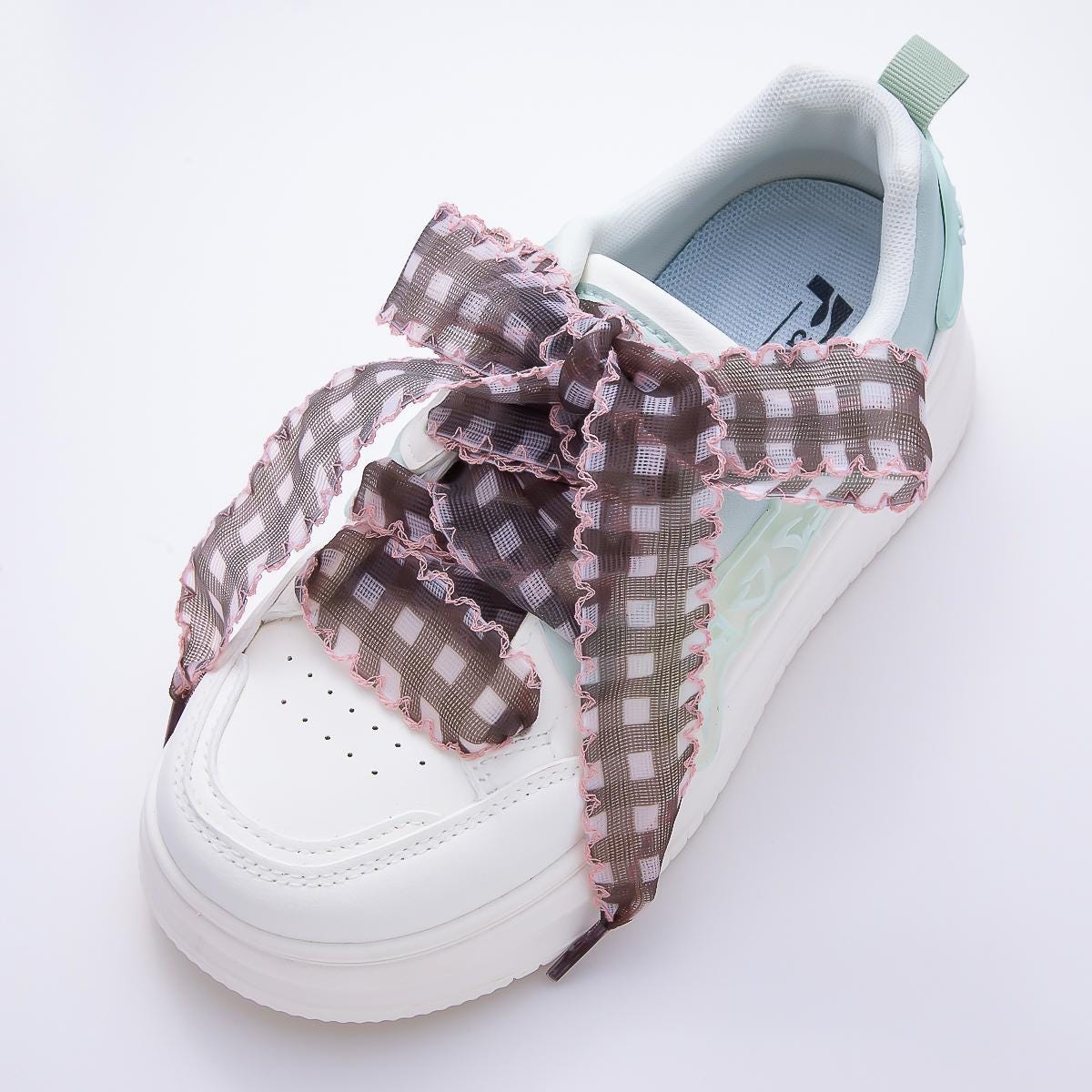 New Summer Scalloped Gingham Ribbon Shoelaces Custom sneaker laces fashion outfit accessory for her country girl coquette style | WB-00019