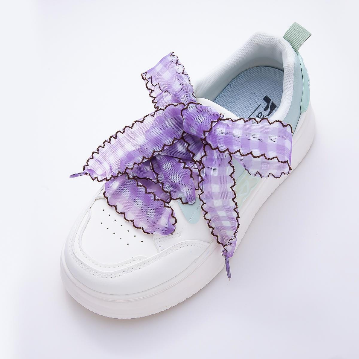 New Summer Scalloped Gingham Ribbon Shoelaces Custom sneaker laces fashion outfit accessory for her country girl coquette style | WB-00019