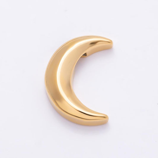 PVD Gold Stainless Steel 30mm Celestial Crescent Moon Slide Bead Minimalist Luna Charm DIY Jewelry Making Supply Starry Night | Beads-00480