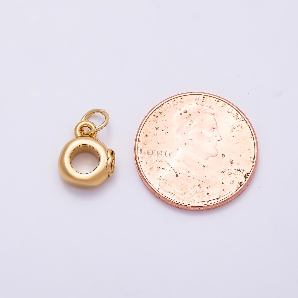 18k PVD Gold Stainless Steel 11mm CZ Rose Flower Drop Rondelle Charm Finding in Gold & Silver Tiny Necklace Jewelry Supply | CHARMS-01344