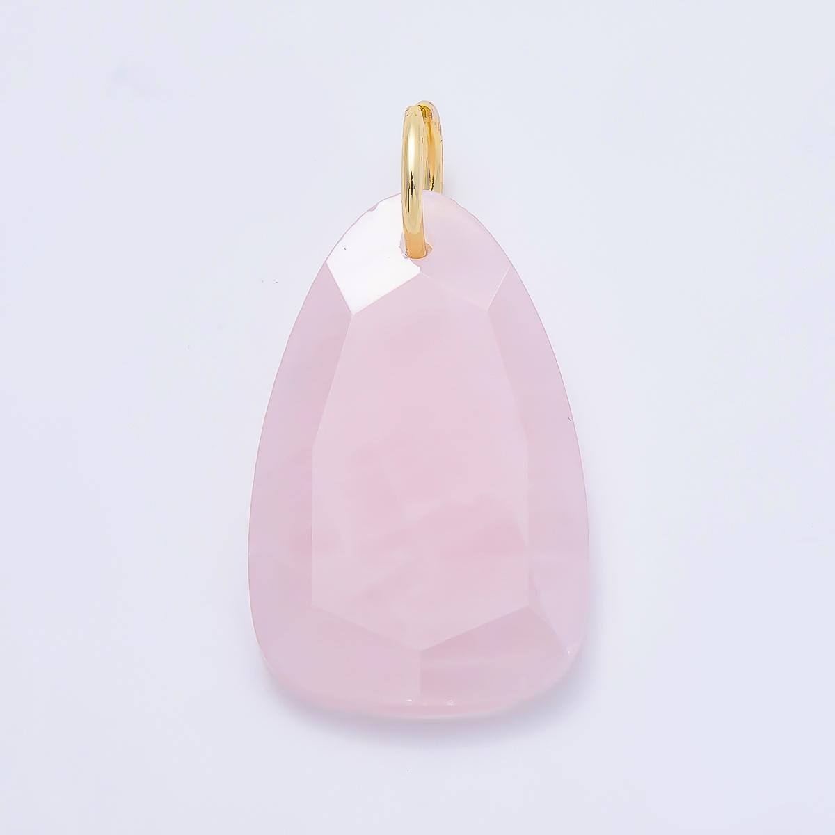Faceted Natural Gemstone Charm 18k Gold Filled Lapis Rose Quartz Tiger Eye Turquoise Pendant for Necklace Jewelry Making Charms-1420