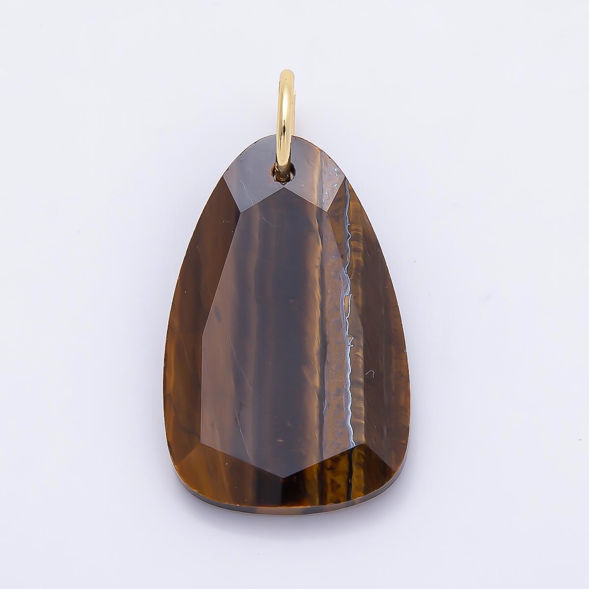 Faceted Natural Gemstone Charm 18k Gold Filled Lapis Rose Quartz Tiger Eye Turquoise Pendant for Necklace Jewelry Making Charms-1420