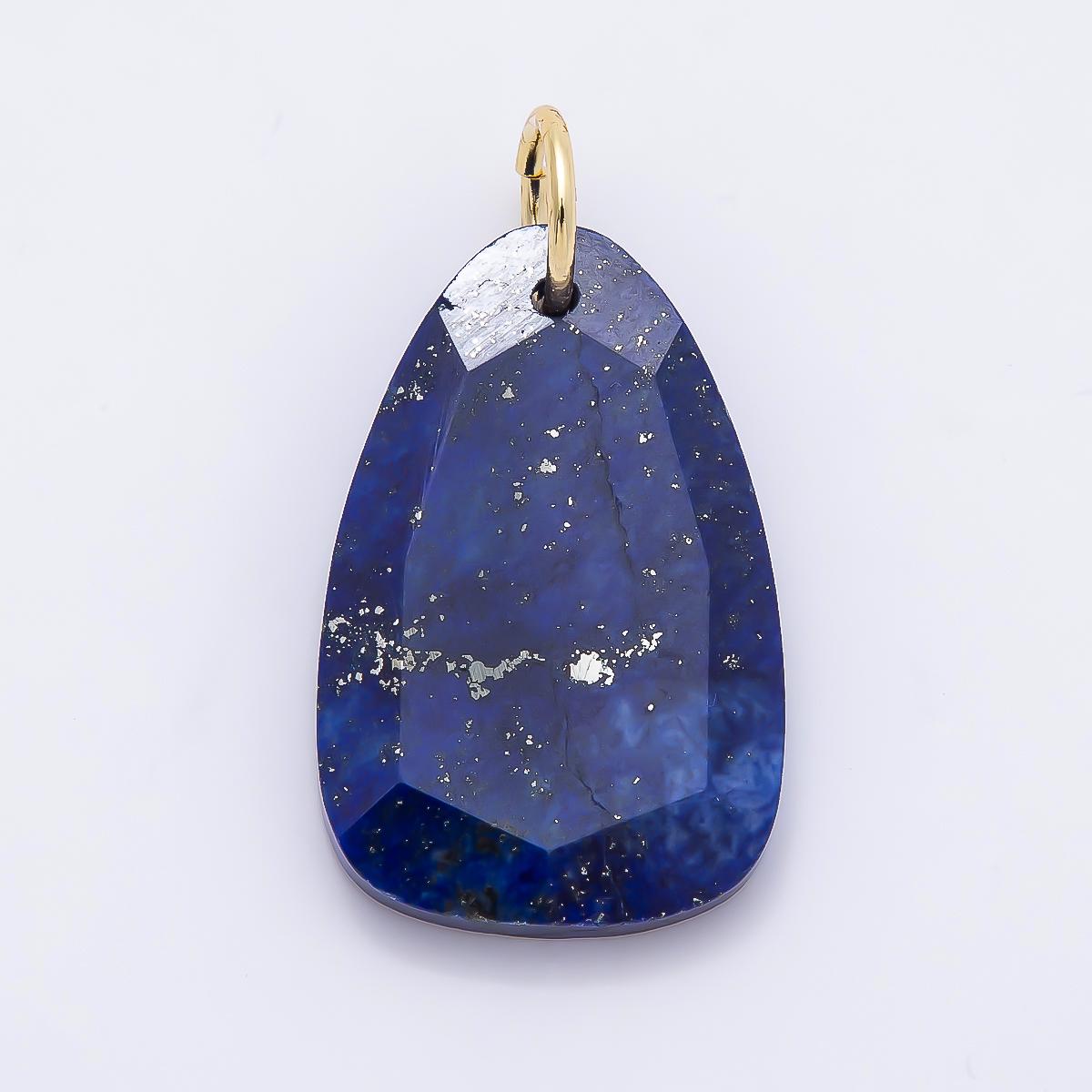 Faceted Natural Gemstone Charm 18k Gold Filled Lapis Rose Quartz Tiger Eye Turquoise Pendant for Necklace Jewelry Making Charms-1420