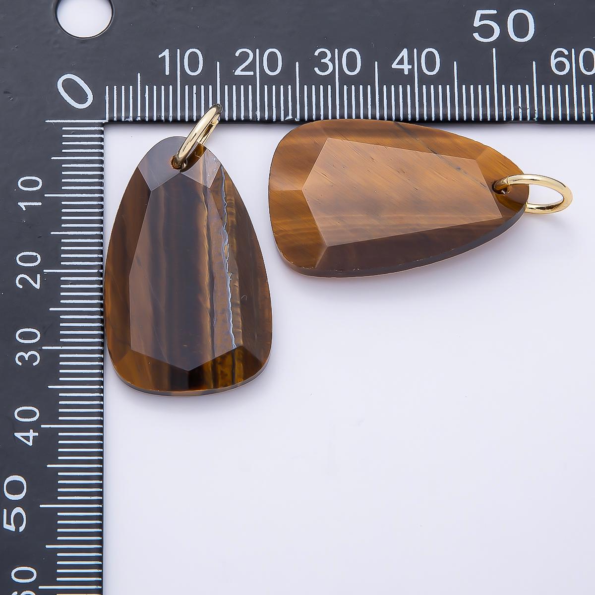 Faceted Natural Gemstone Charm 18k Gold Filled Lapis Rose Quartz Tiger Eye Turquoise Pendant for Necklace Jewelry Making Charms-1420