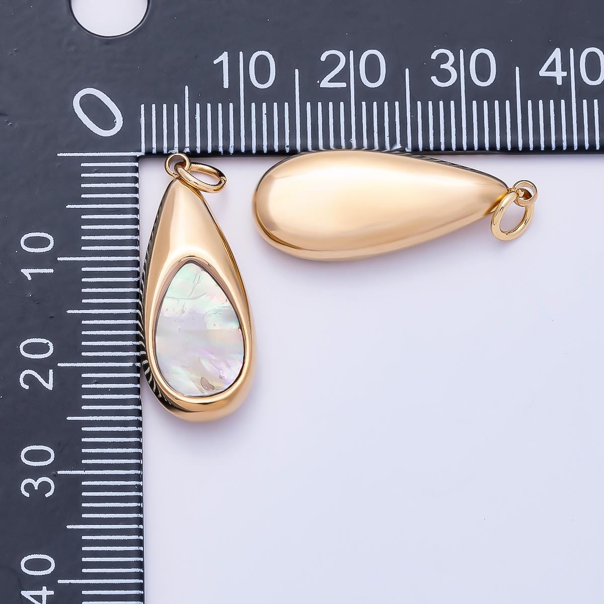 PVD Gold Stainless Steel 25mm Shell Pearl Teardrop Charm Chunky Puff Waterdrop Pendant Boho Jewelry Making Supply for Necklace| Charms-01332