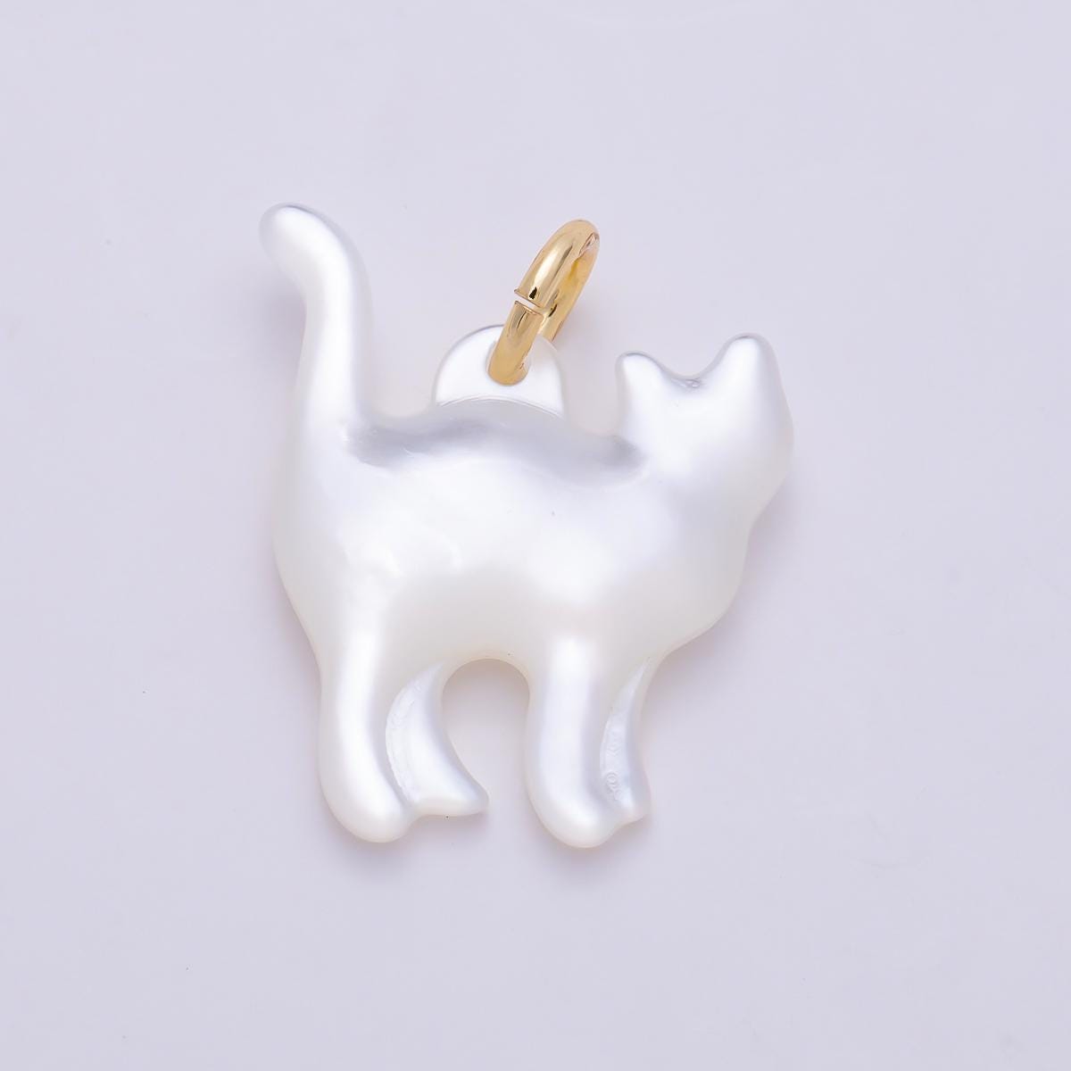 Abalone, White Shell Pearl Cat Animal 18K Gold Filled Charm for Halloween Black Cat Lovers | CHARMS-1407